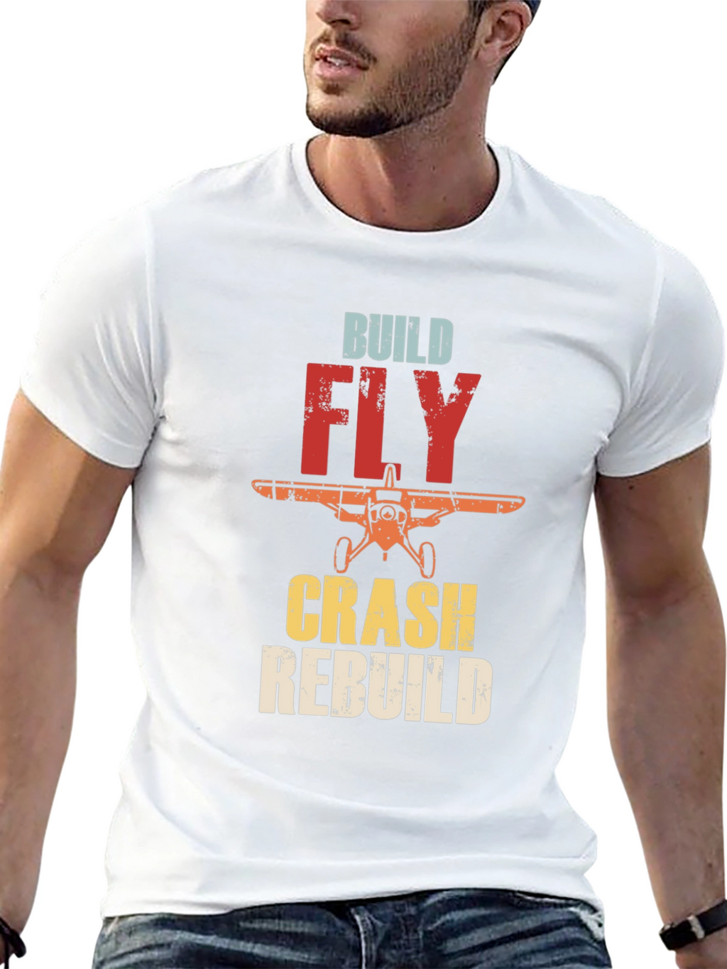 Build Fly Crash Rebuild Airplane T-Shirt