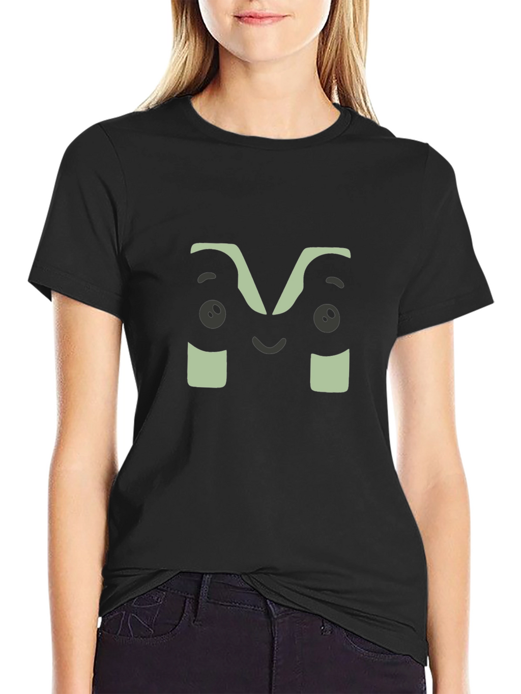 Fun M Face Graphic Black T-Shirt