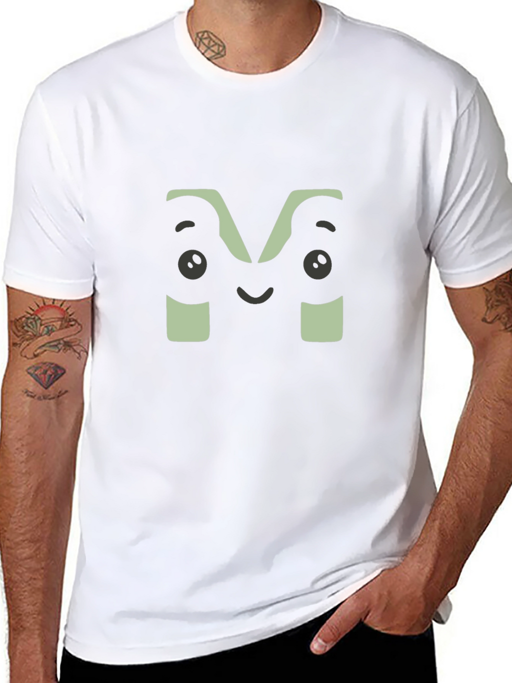 Fun M Face Graphic Black T-Shirt