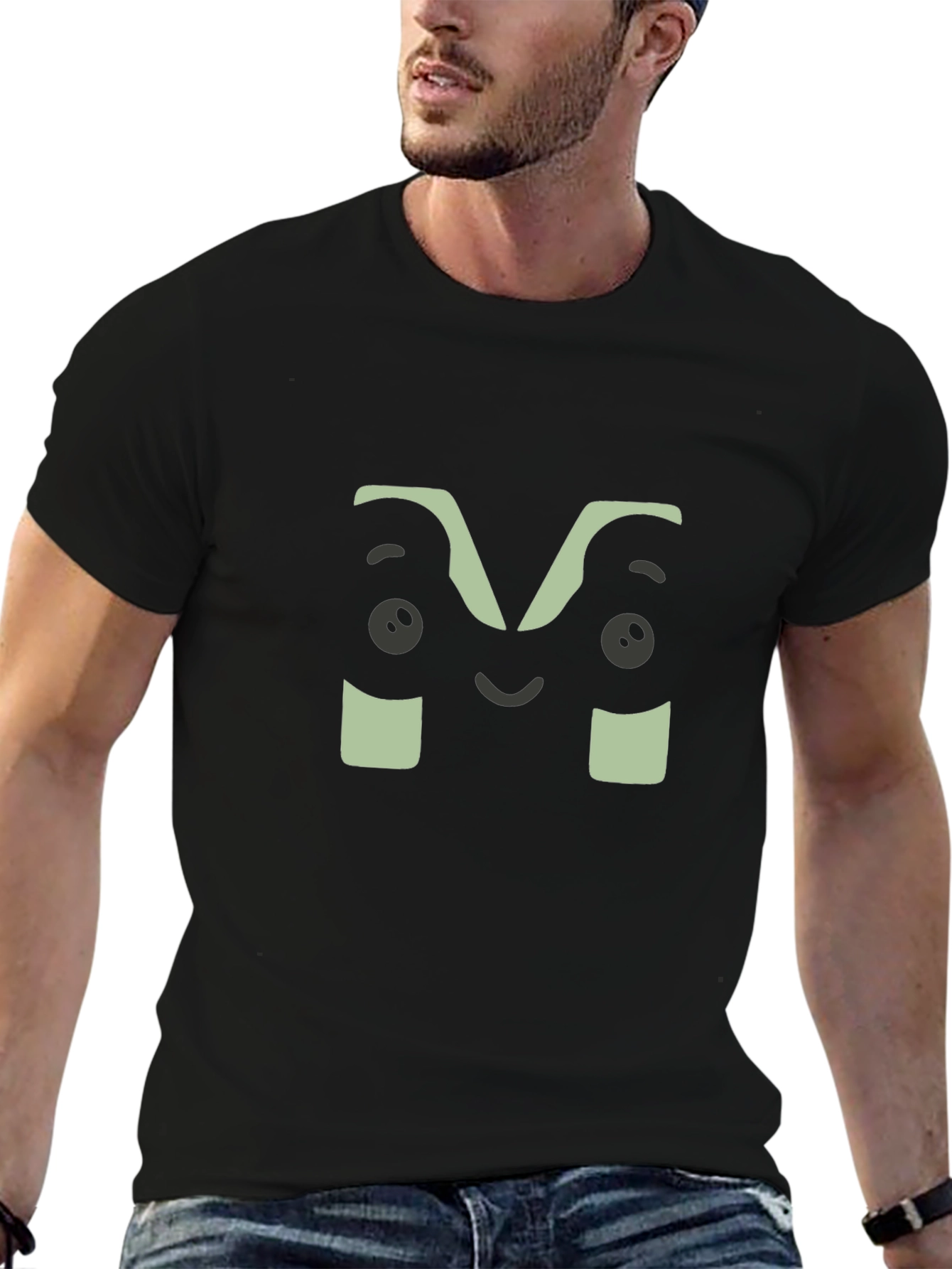 Fun M Face Graphic Black T-Shirt