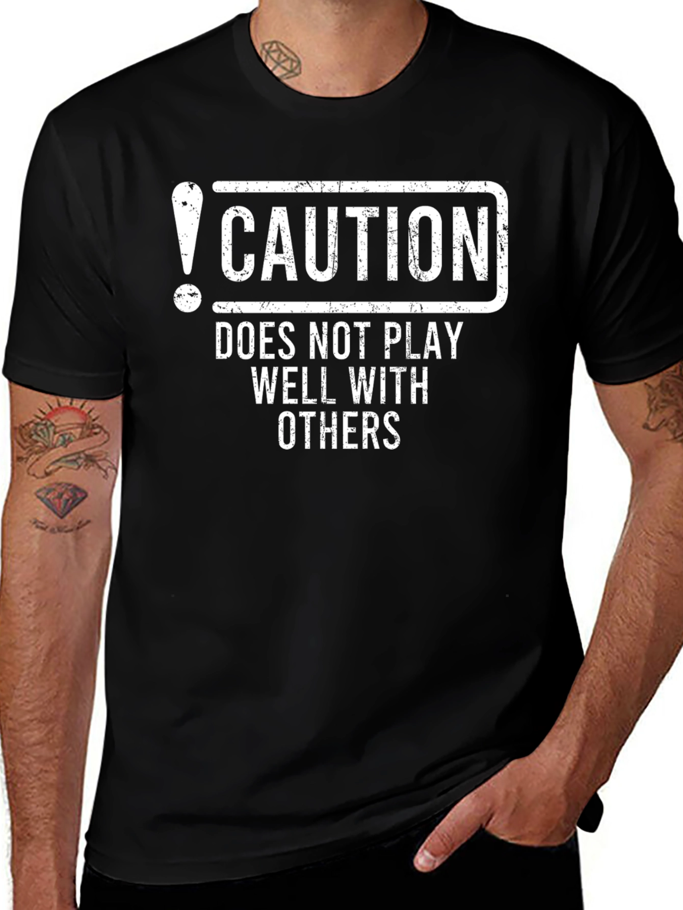 Caution: Does Not Play Well With Others Black T-Shirt