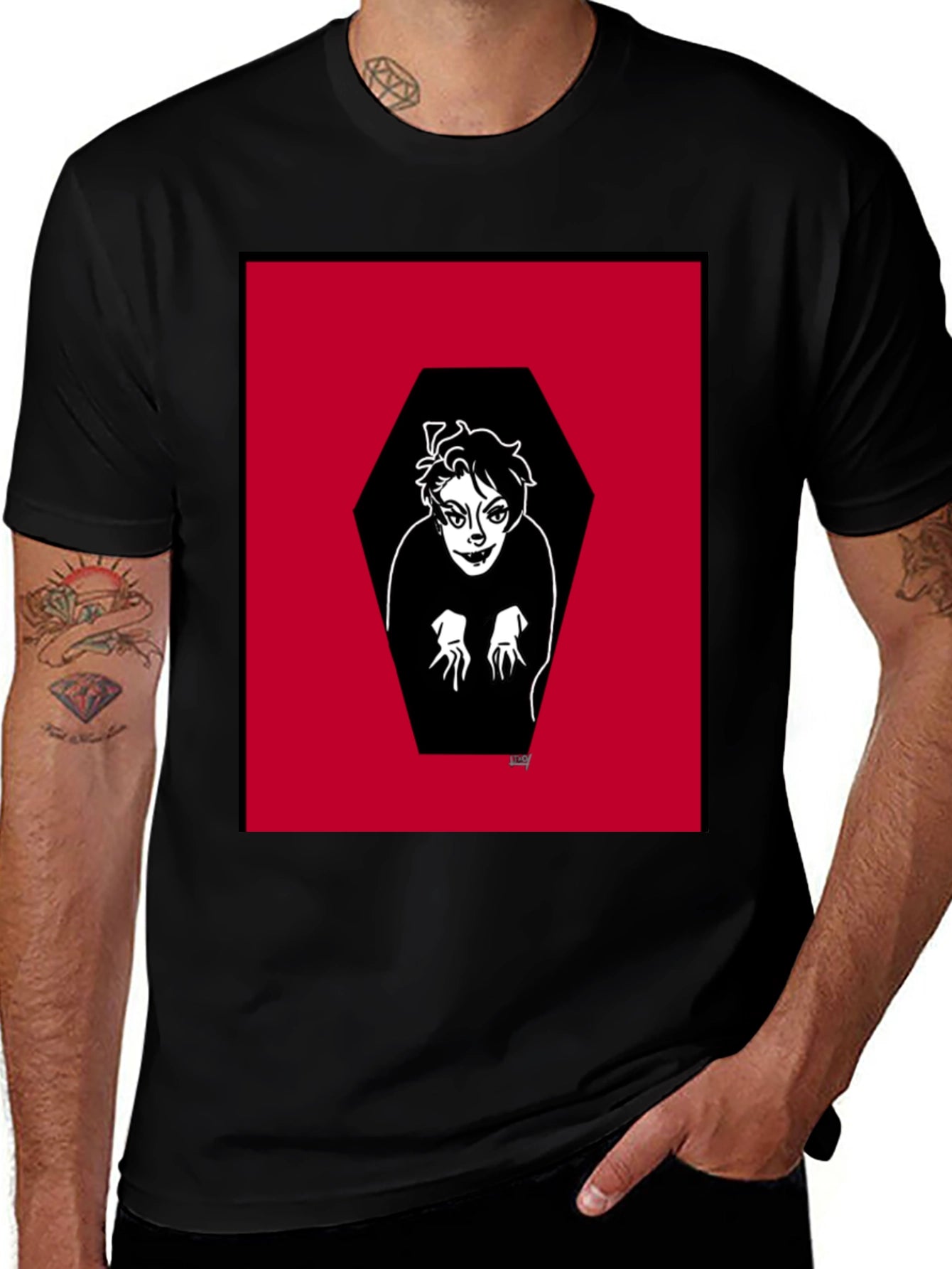Creepy Coffin Graphic Tee - Gothic Humor Black T-Shirt