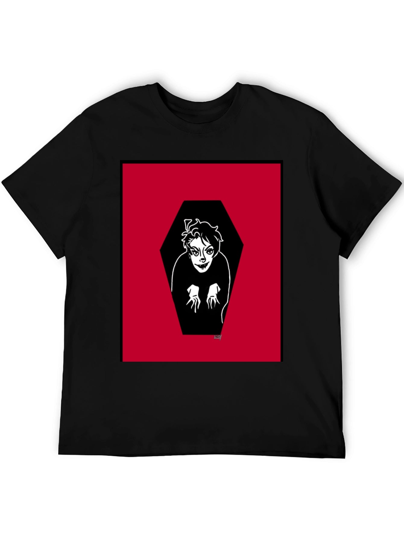 Creepy Coffin Graphic Tee - Gothic Humor Black T-Shirt