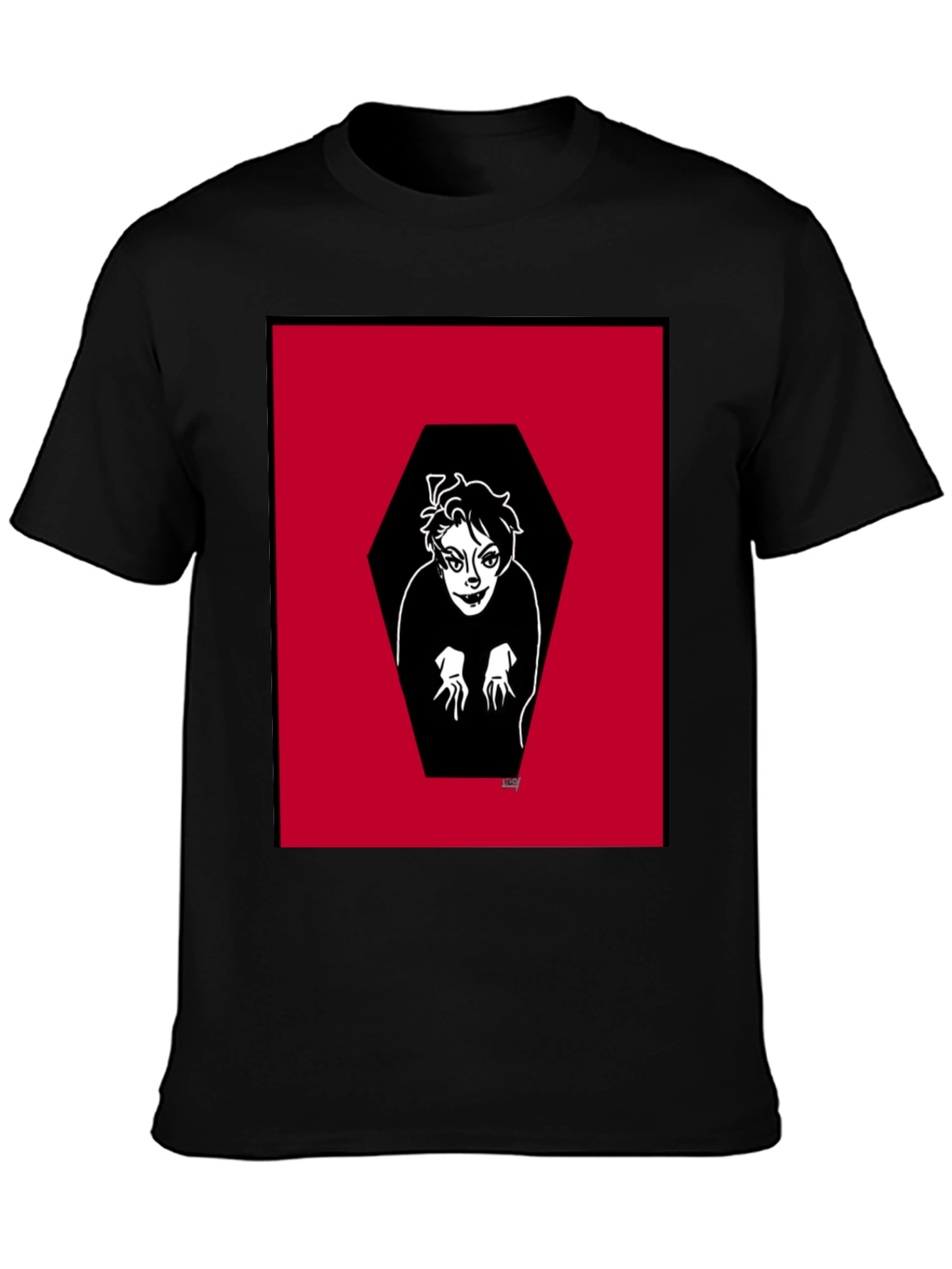 Creepy Coffin Graphic Tee - Gothic Humor Black T-Shirt