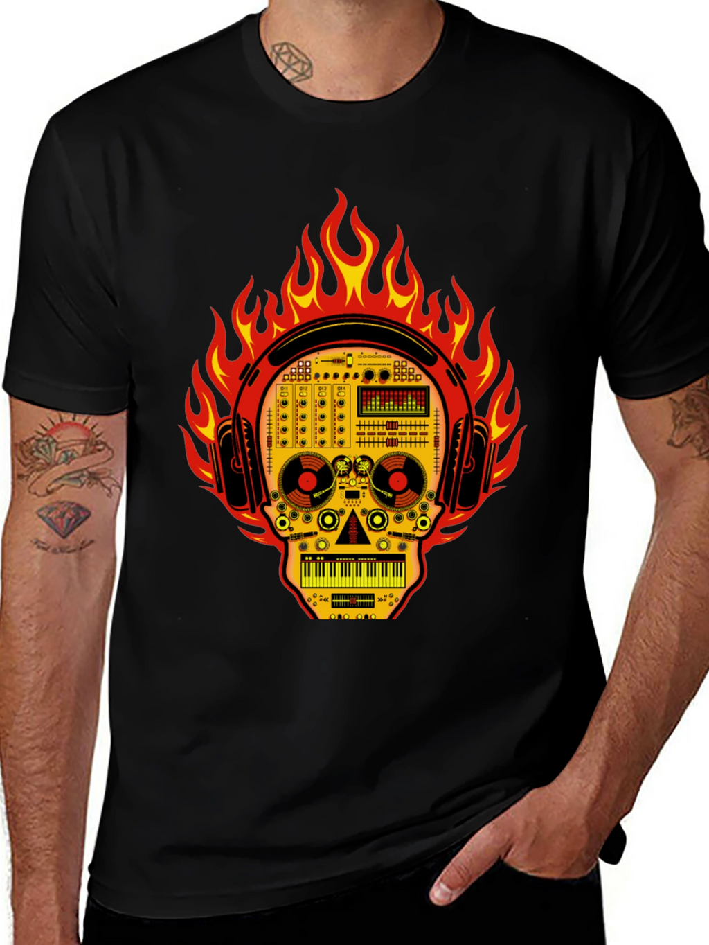 DJ Skull T-Shirt - Fire and Music