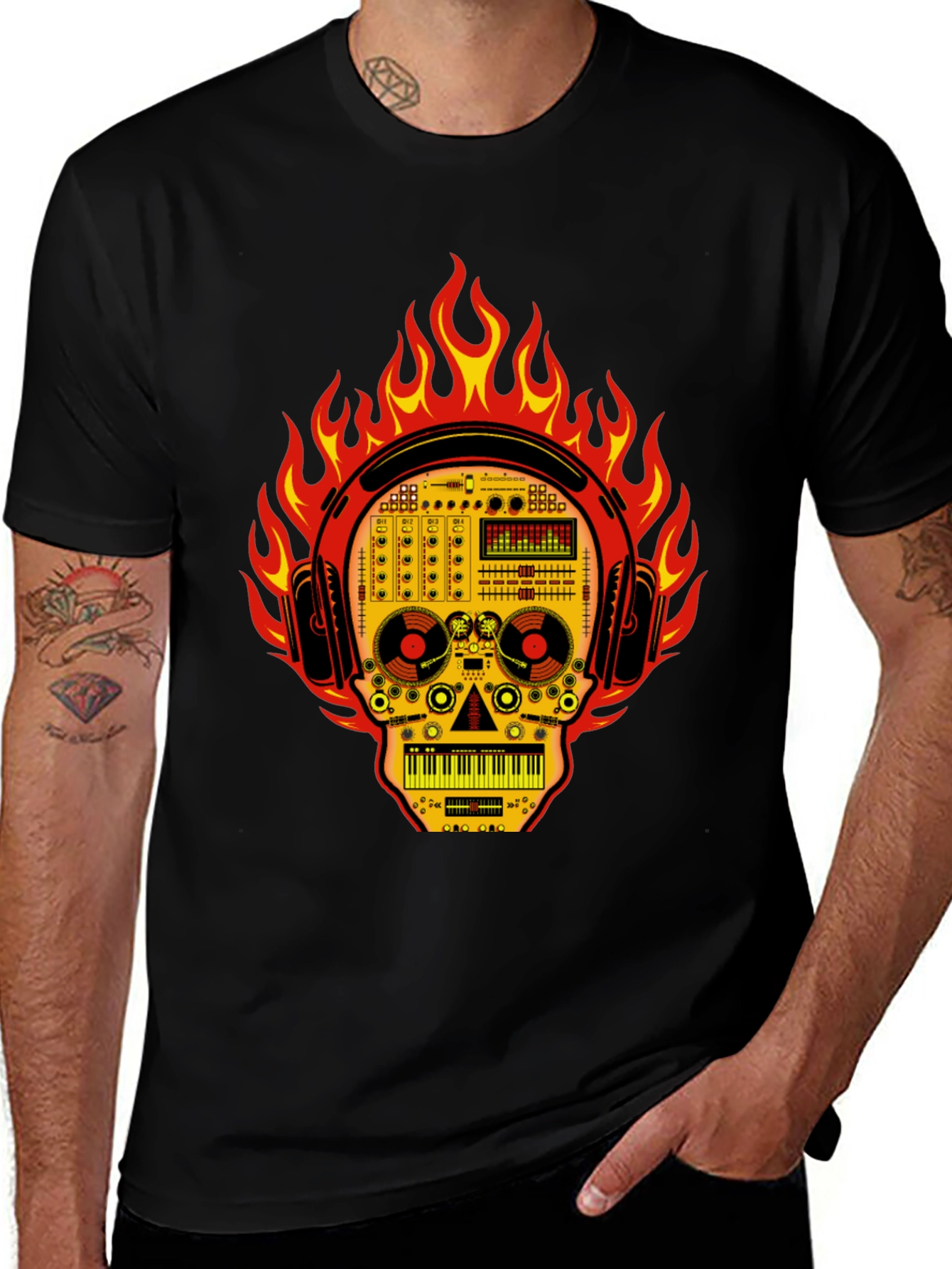 DJ Skull T-Shirt - Fire and Music