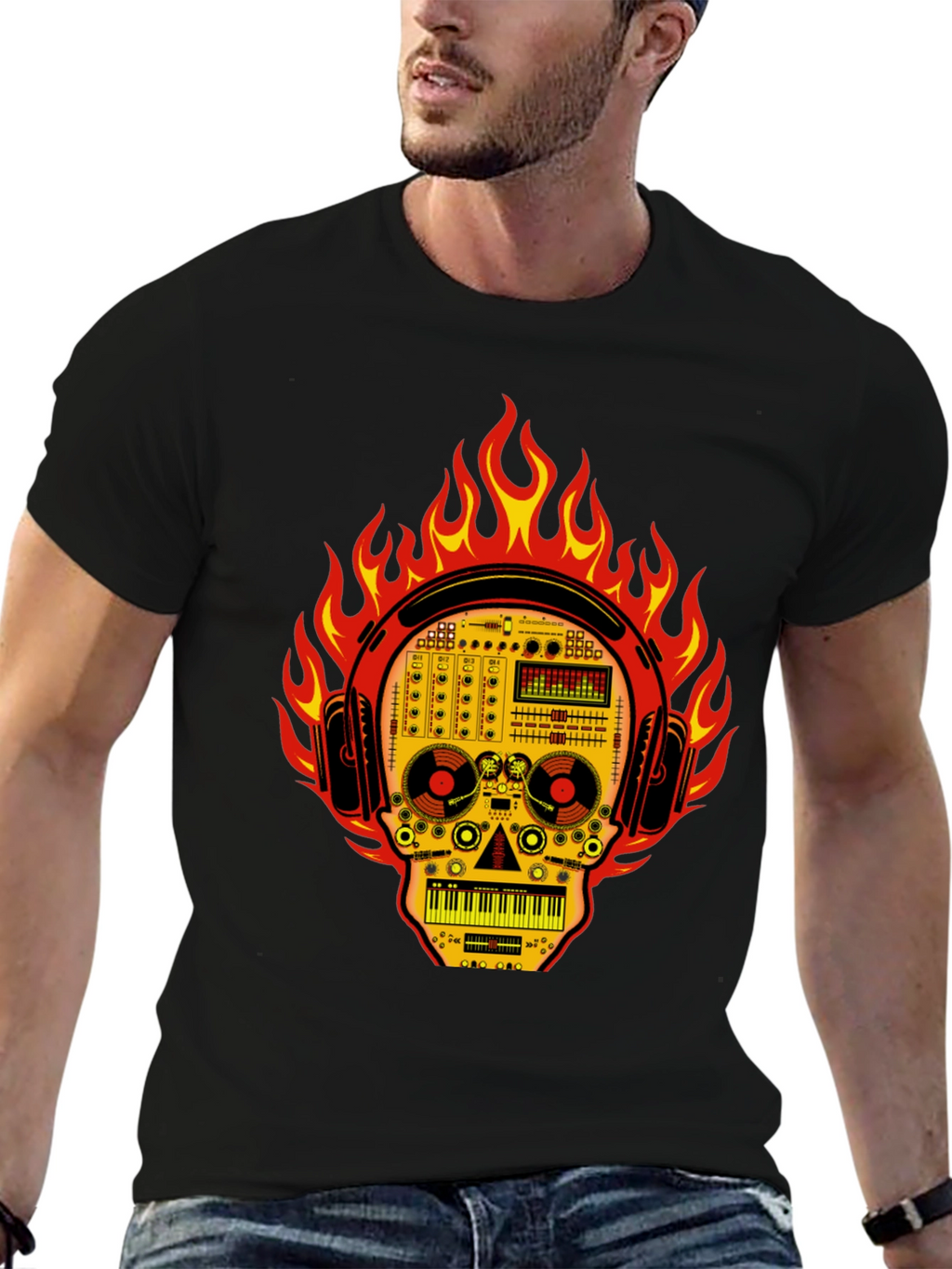 DJ Skull T-Shirt - Fire and Music