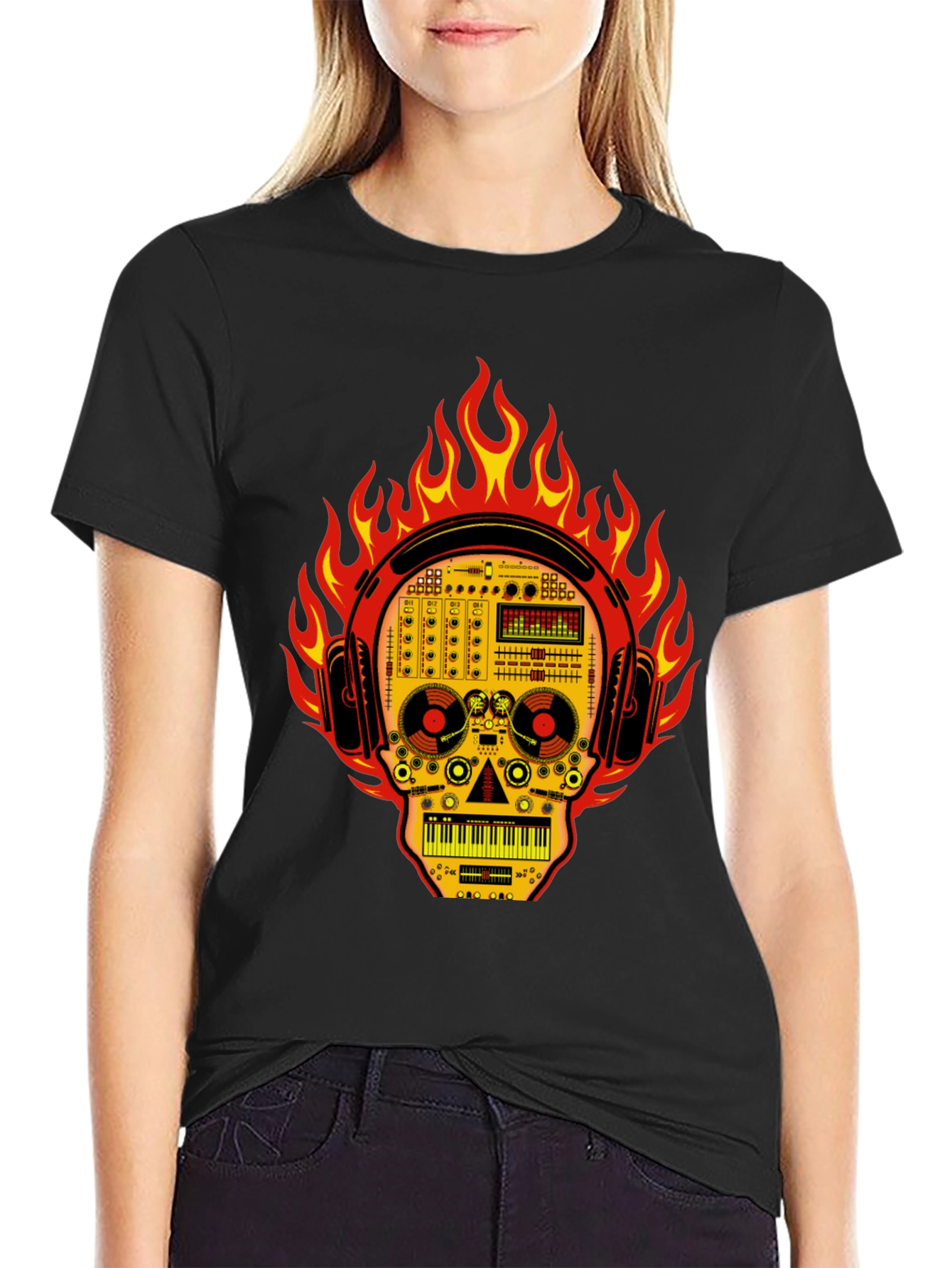 DJ Skull T-Shirt - Fire and Music