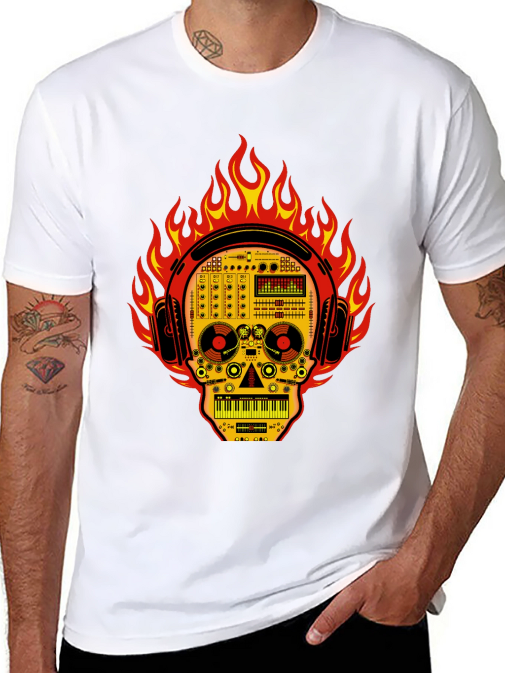 DJ Skull T-Shirt - Fire and Music