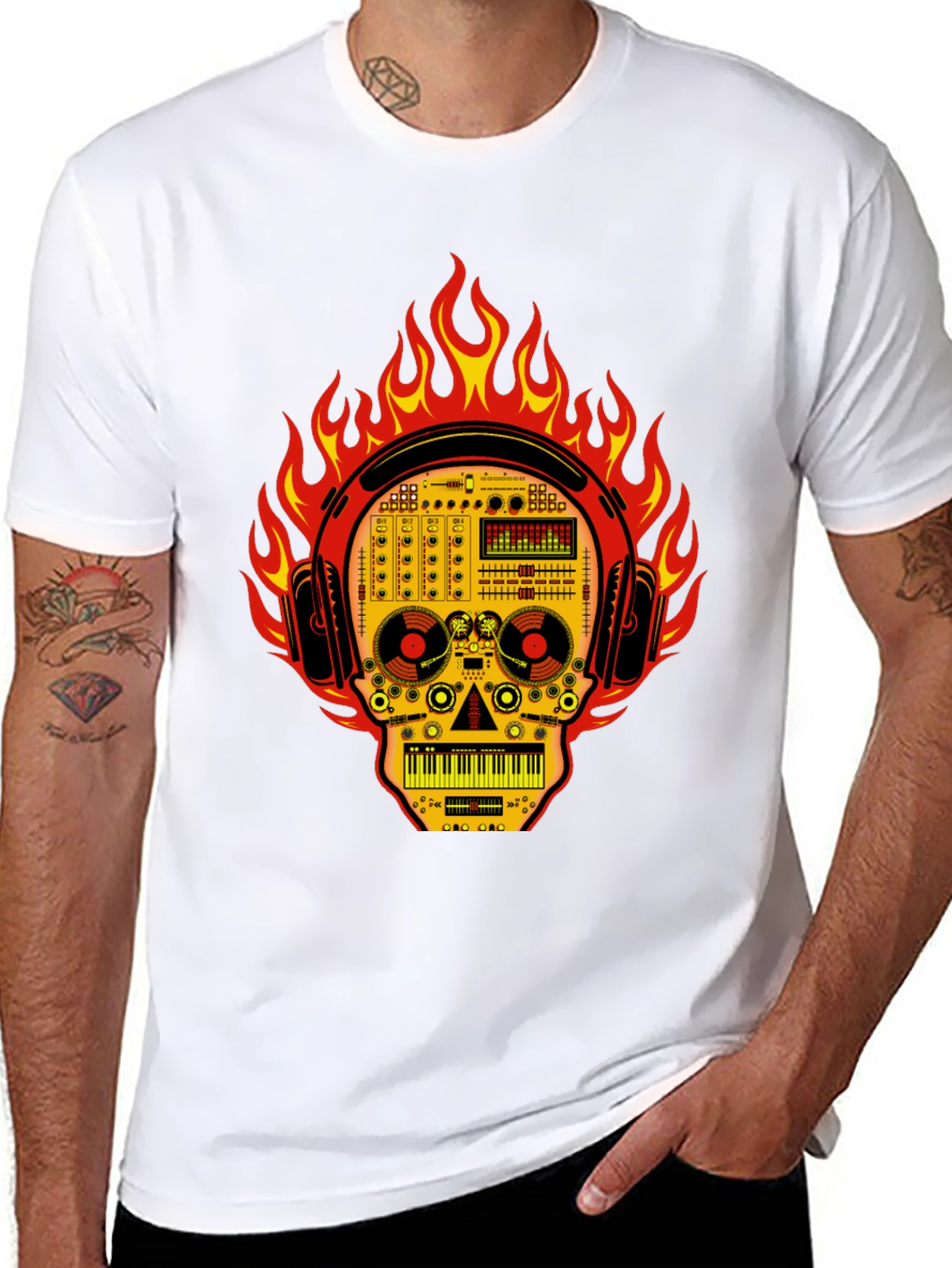 DJ Skull T-Shirt - Fire and Music