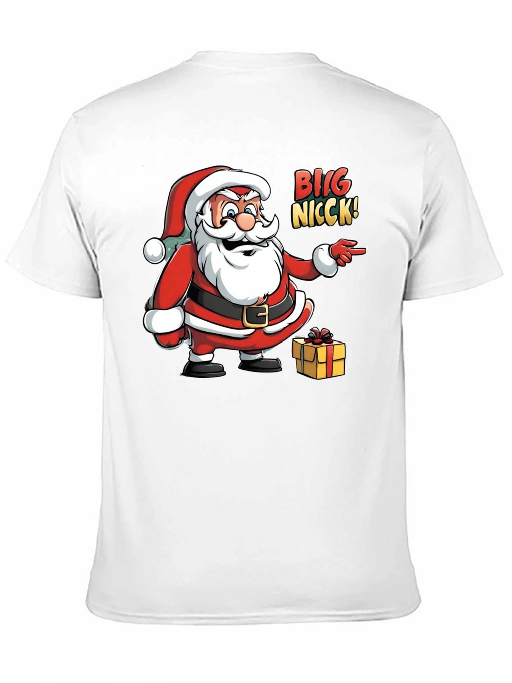 Big Nicck Santa Claus Christmas Black T-Shirt