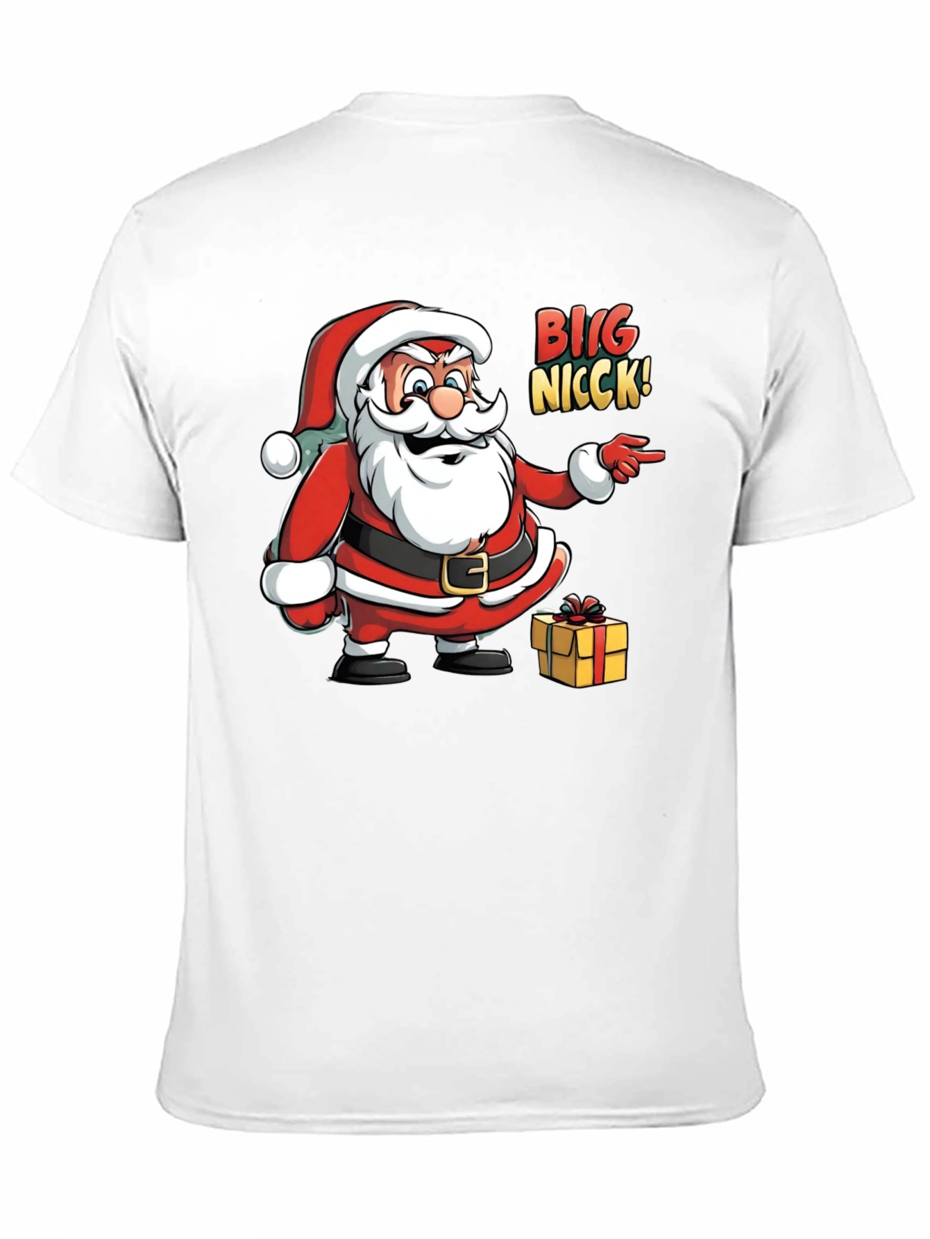 Big Nicck Santa Claus Christmas Black T-Shirt