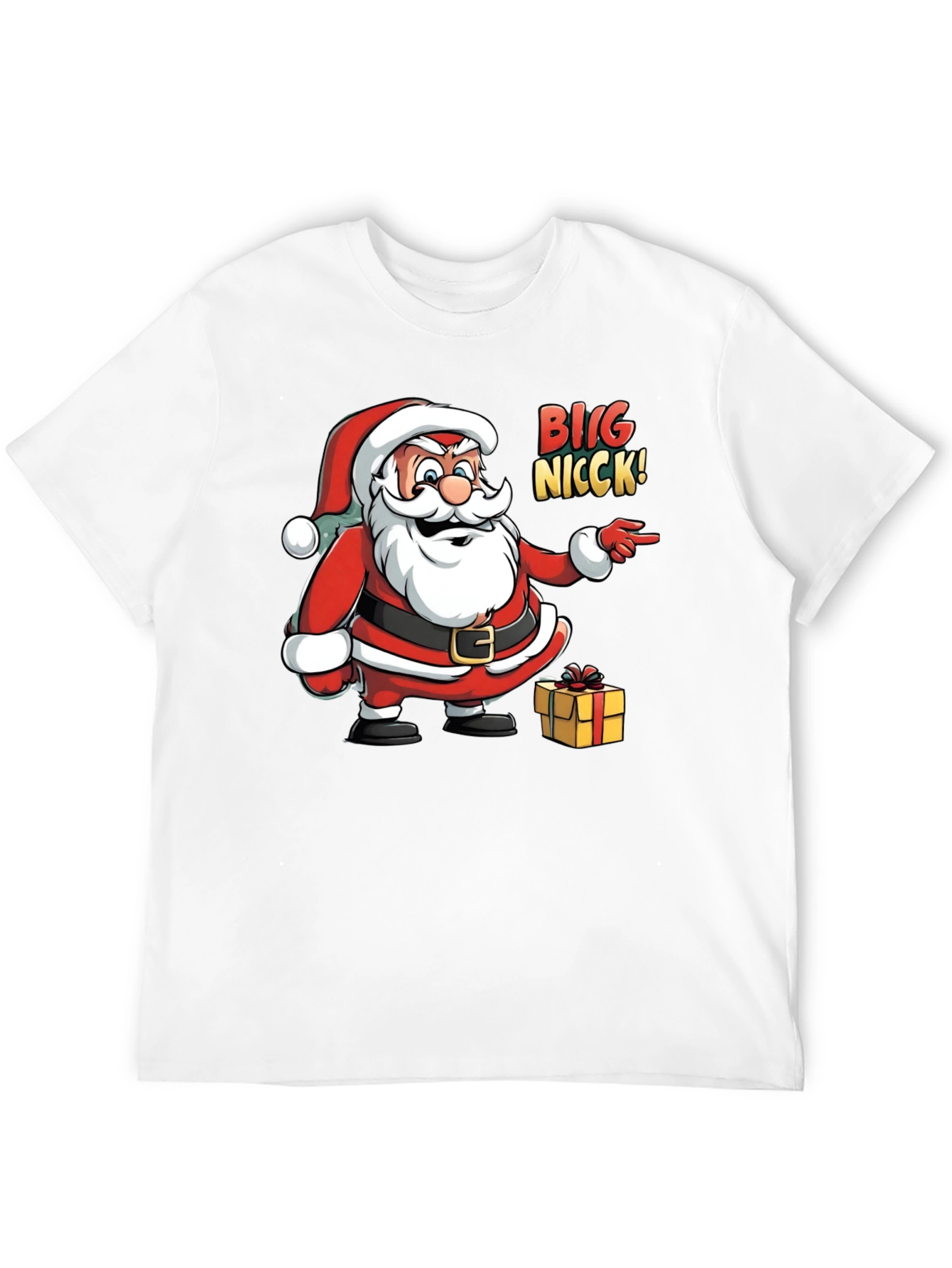 Big Nicck Santa Claus Christmas Black T-Shirt
