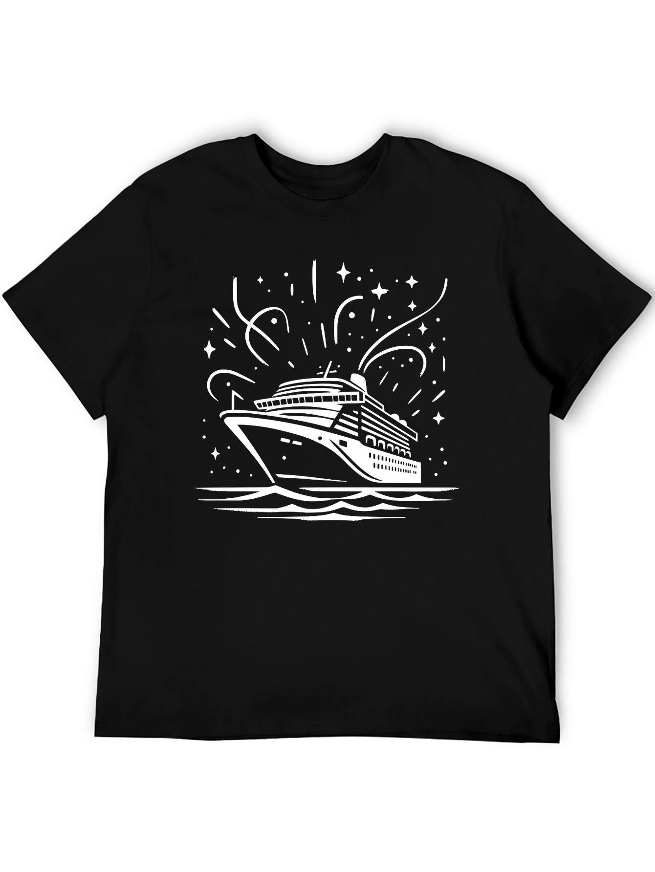 Cruise Ship Graphic Tee - Black Comfort Fit T-Shirt