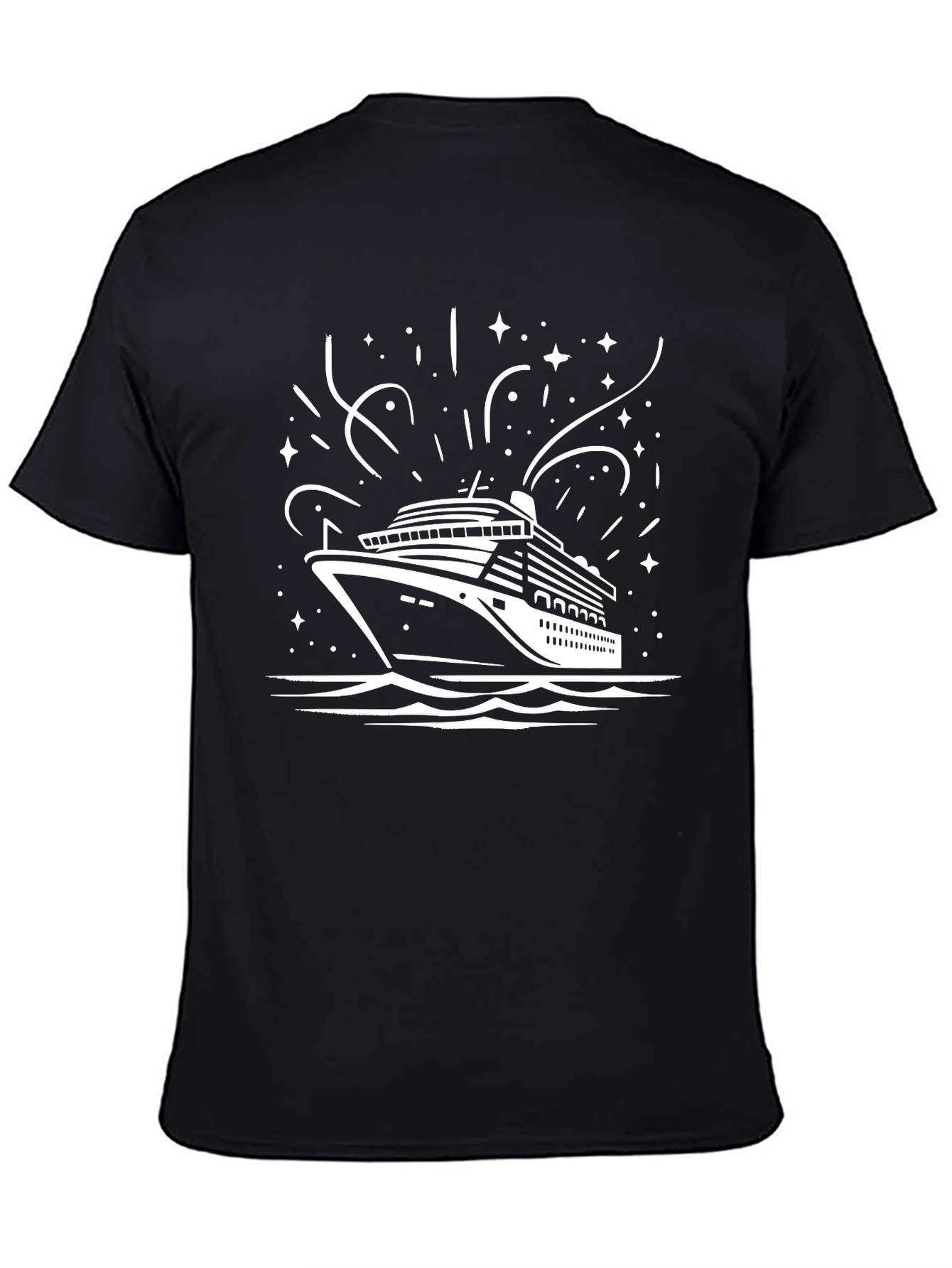 Cruise Ship Graphic Tee - Black Comfort Fit T-Shirt