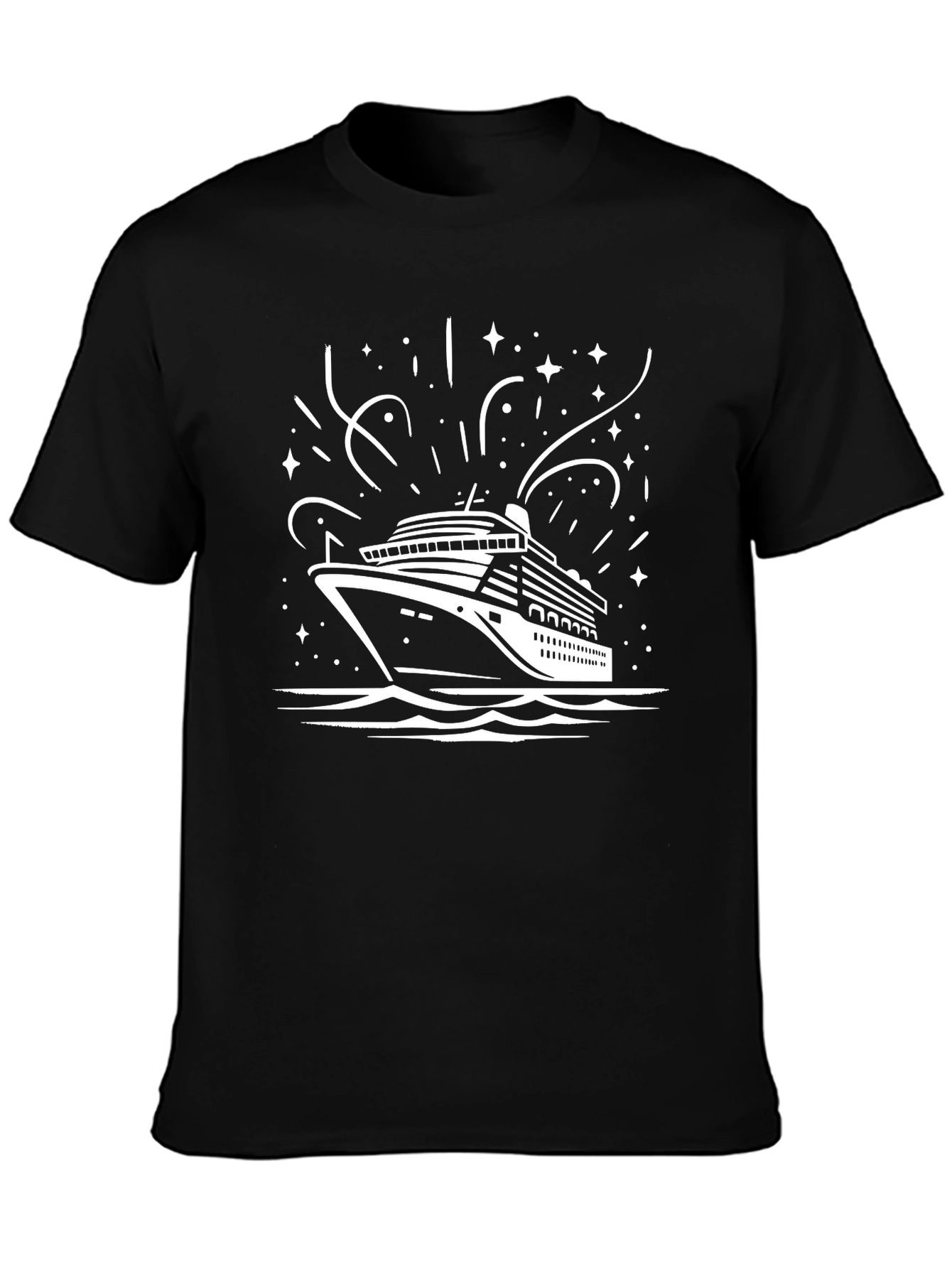 Cruise Ship Graphic Tee - Black Comfort Fit T-Shirt