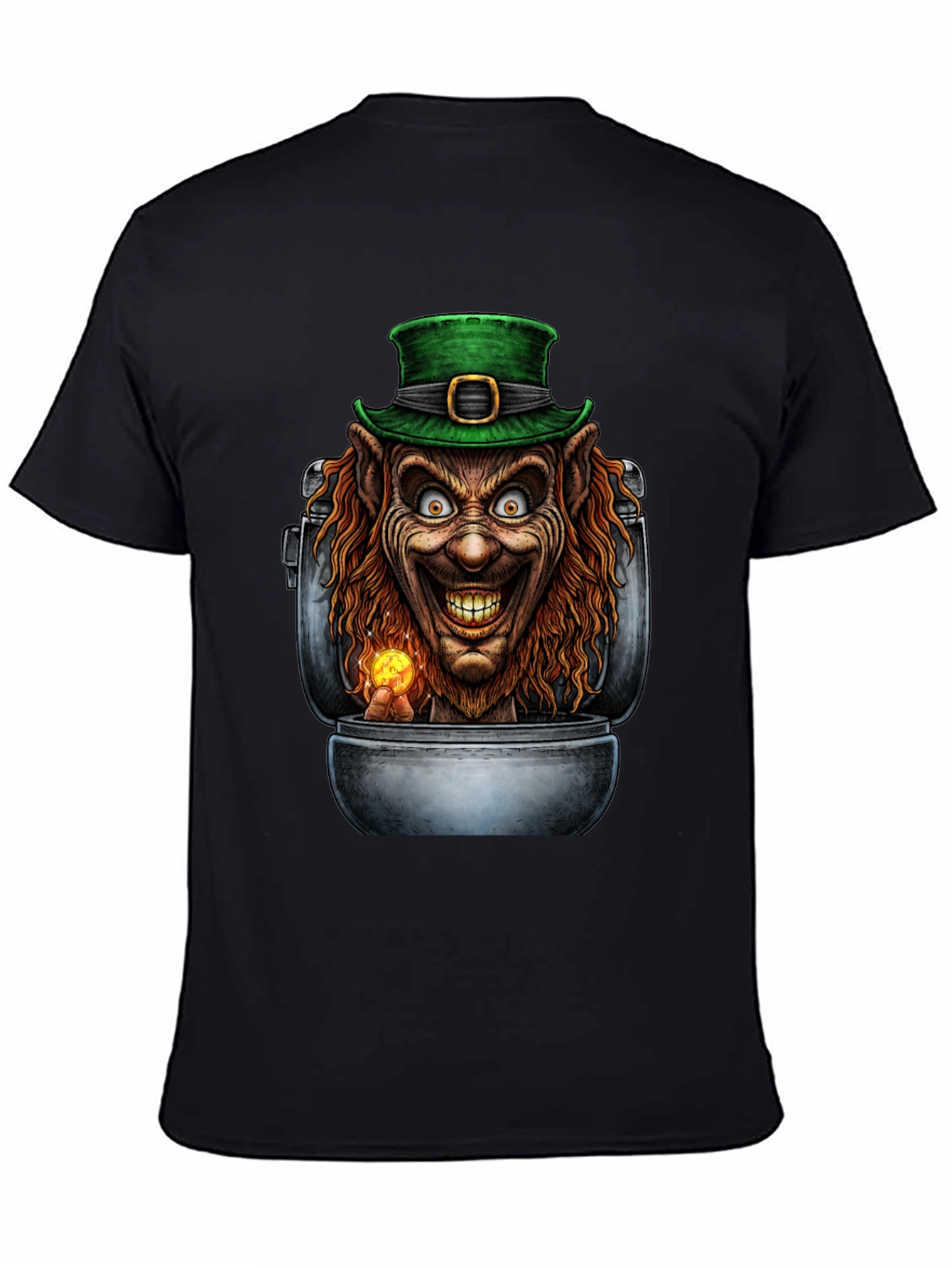 Creepy Leprechaun in Pot of Gold Graphic T-Shirt
