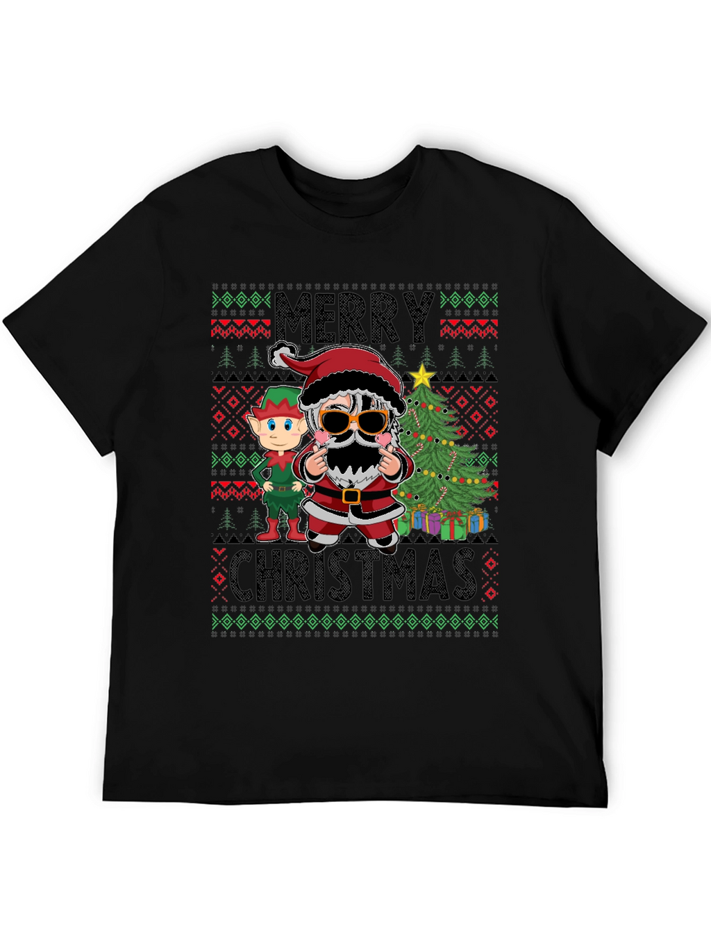 Festive Santa & Elf Christmas T-Shirt