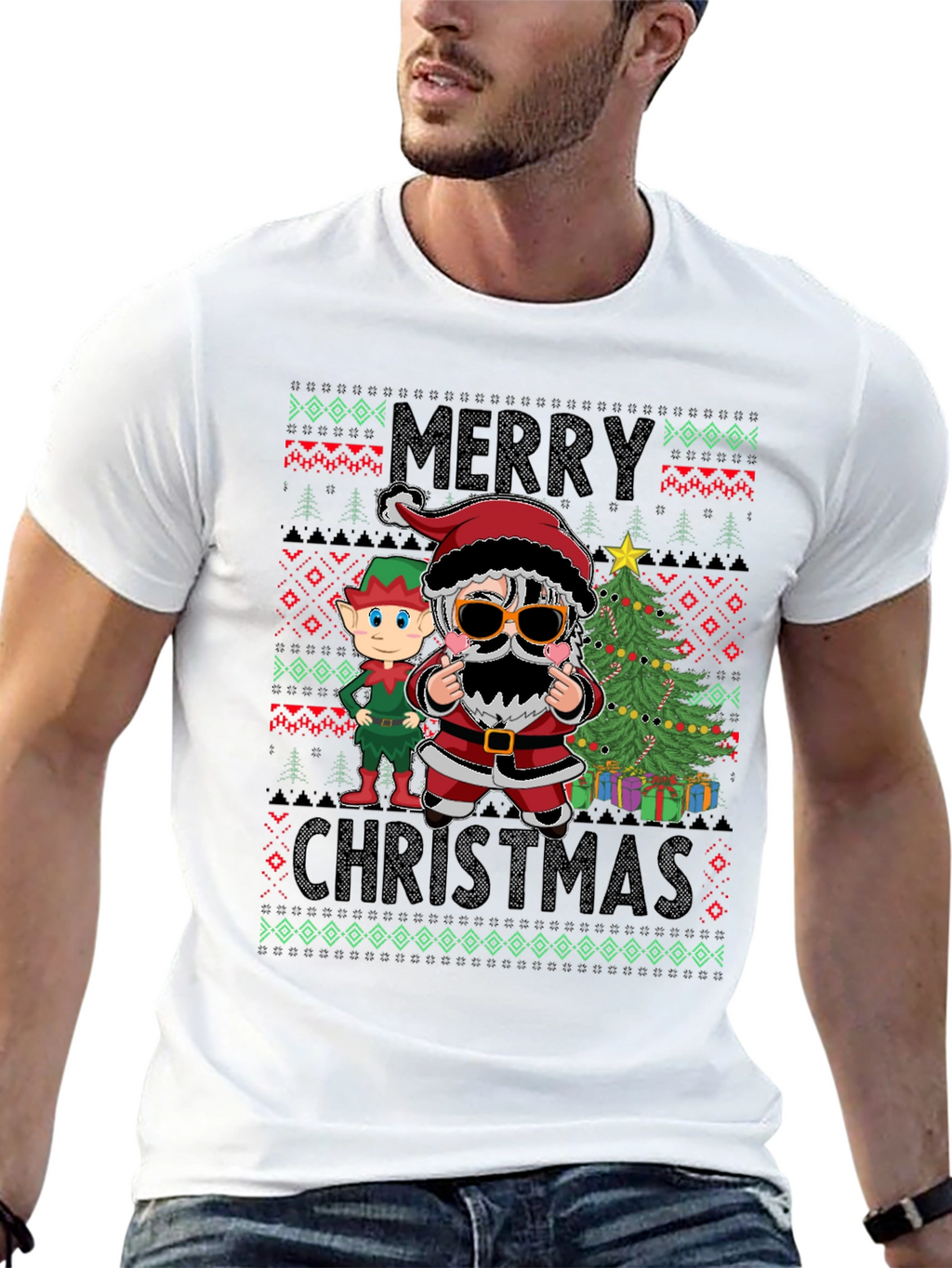 Festive Santa & Elf Christmas T-Shirt