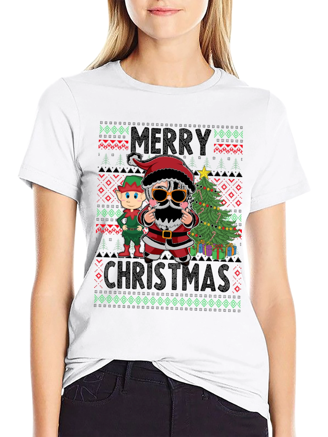 Festive Santa & Elf Christmas T-Shirt