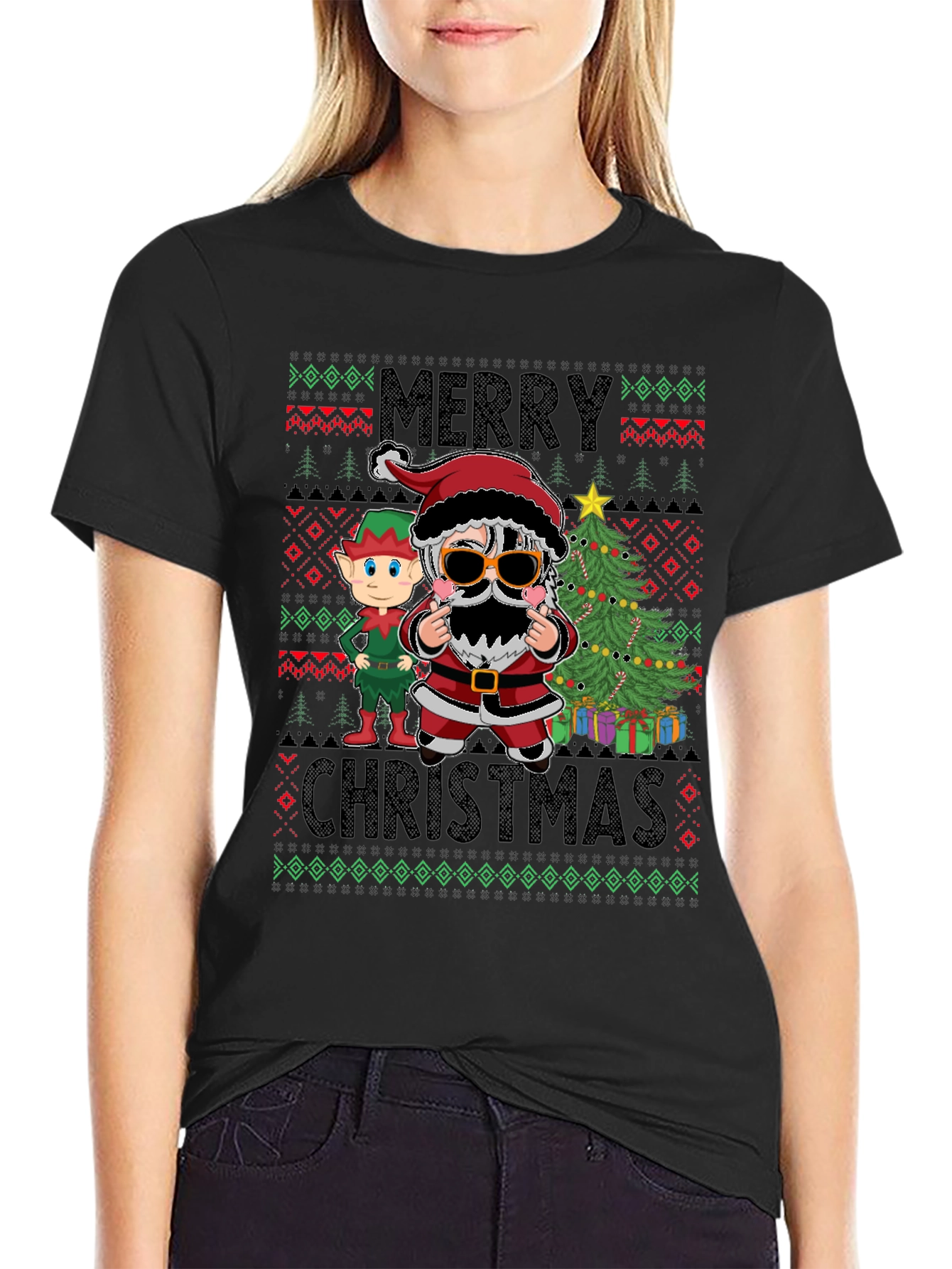 Festive Santa & Elf Christmas T-Shirt