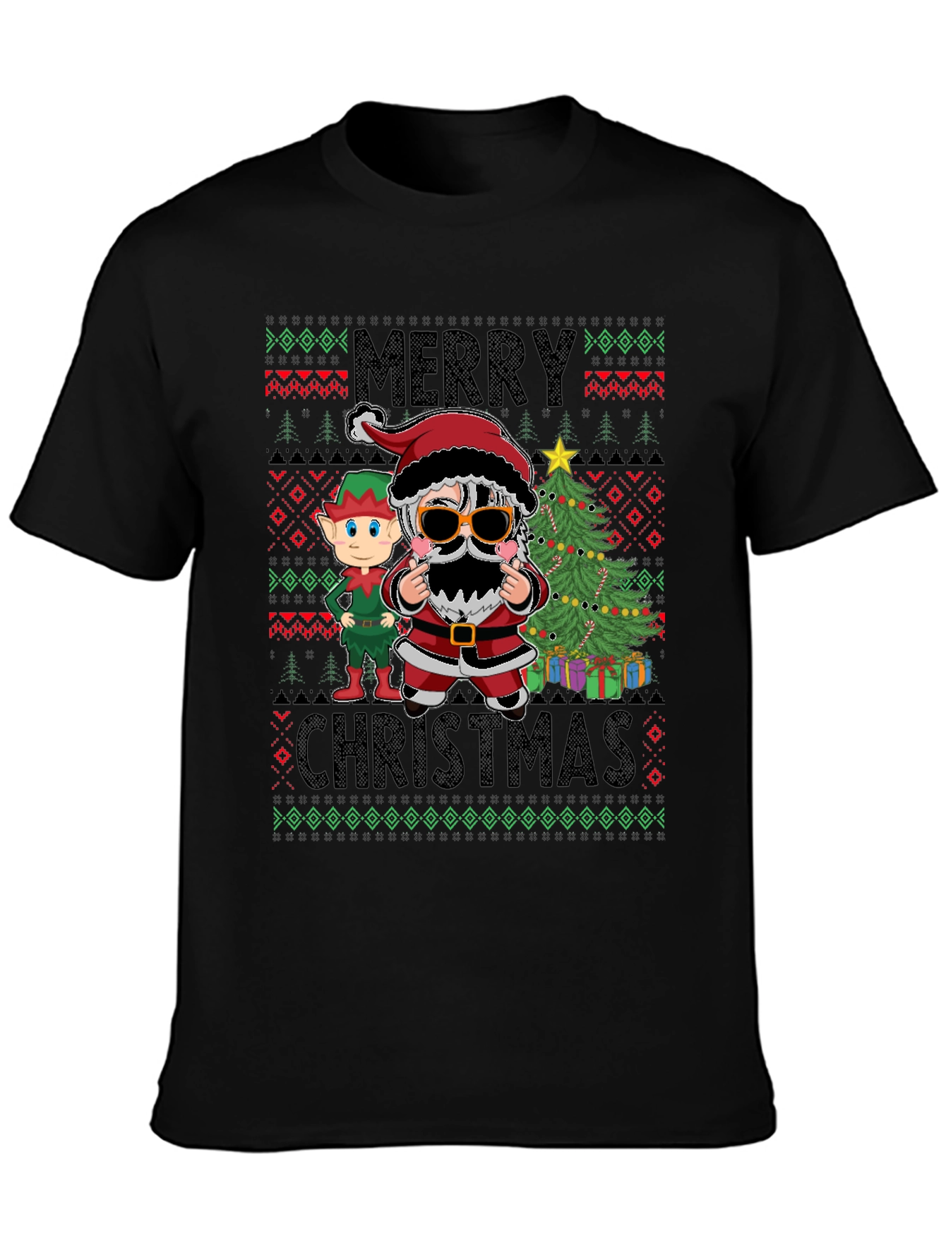 Festive Santa & Elf Christmas T-Shirt