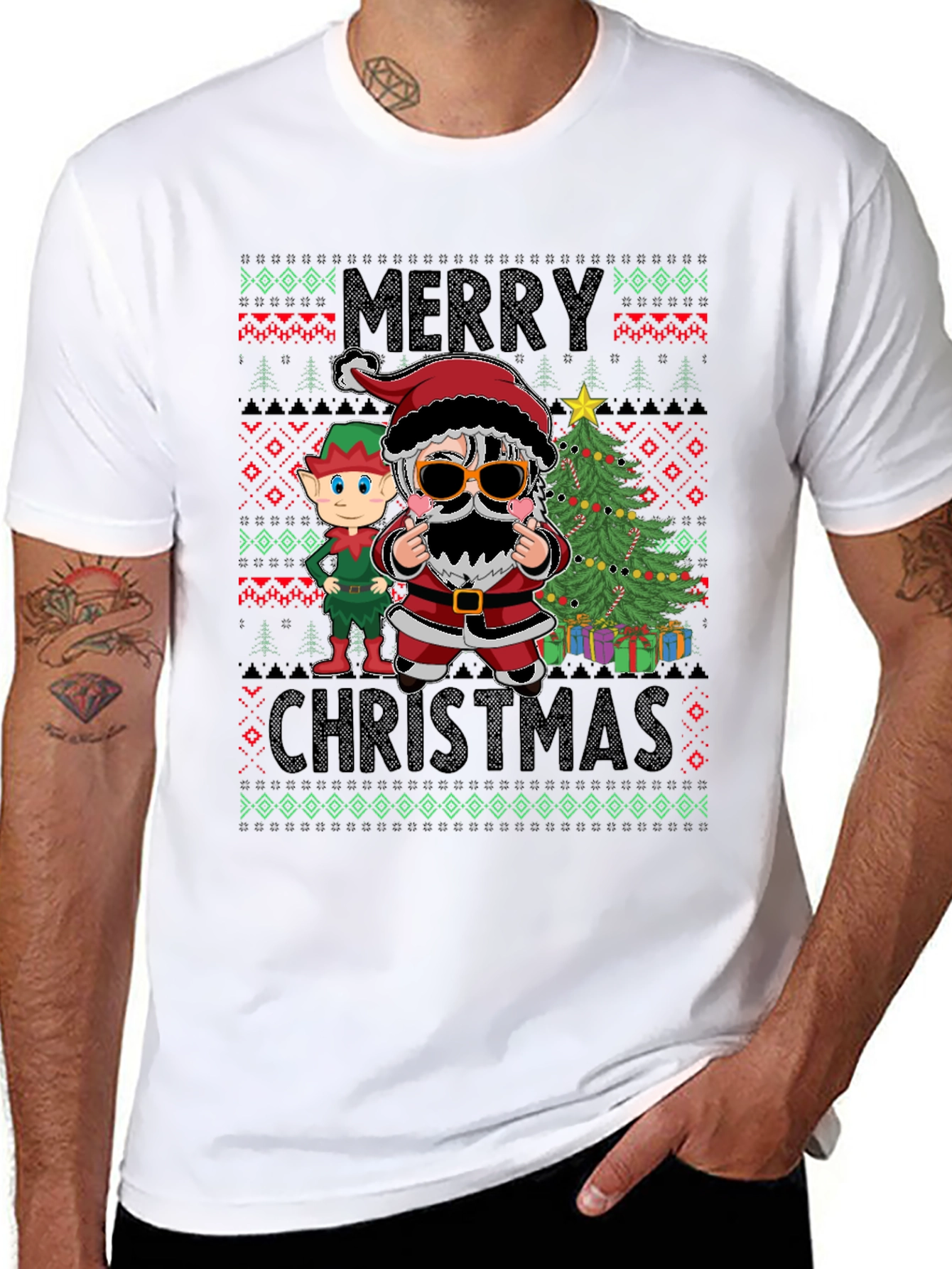 Festive Santa & Elf Christmas T-Shirt