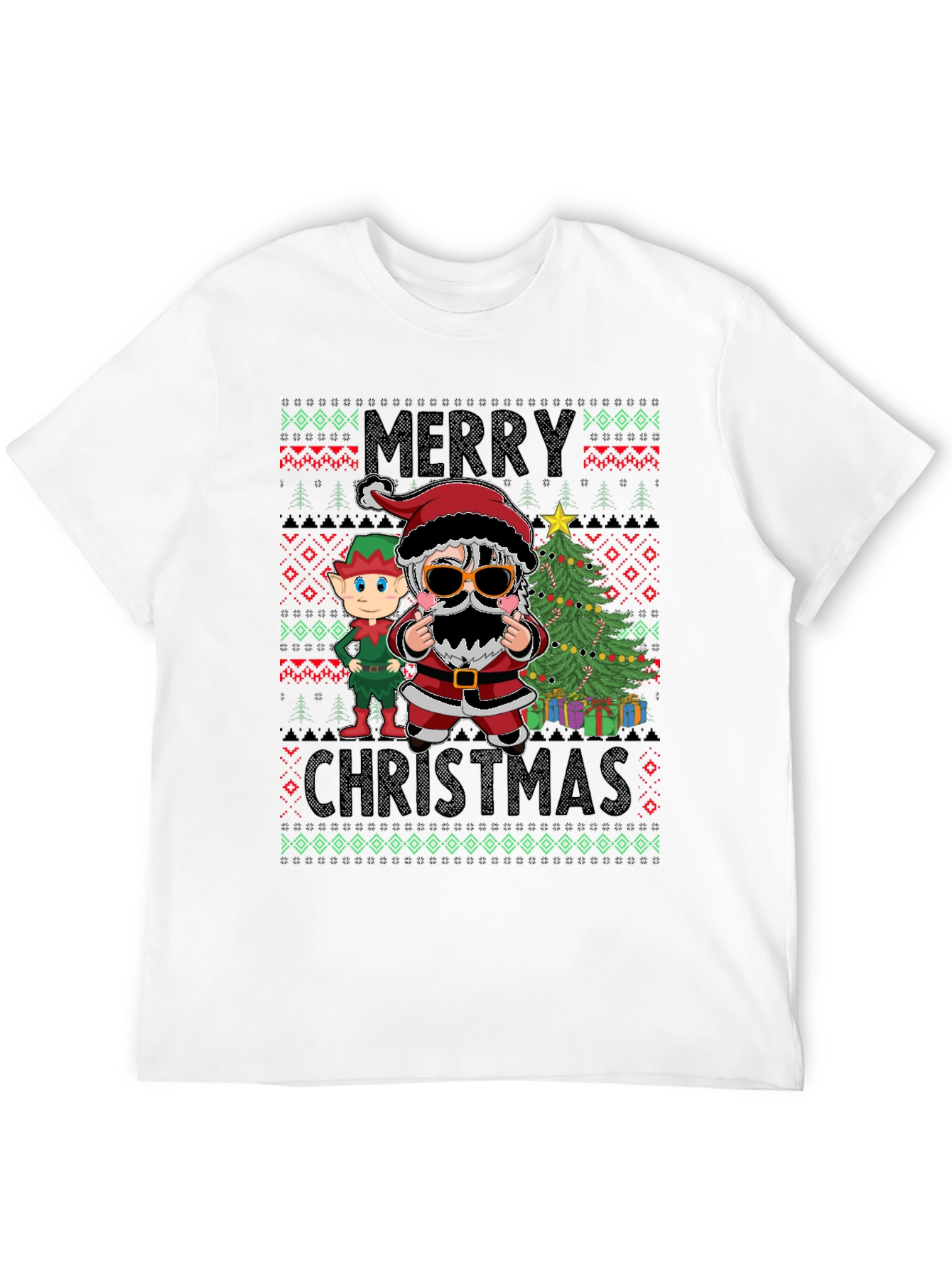 Festive Santa & Elf Christmas T-Shirt