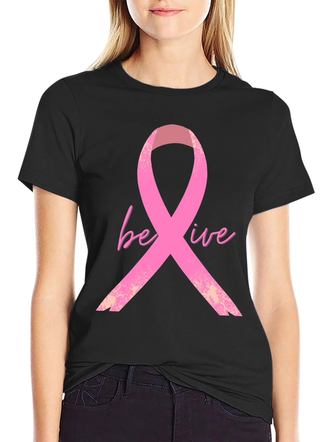 Believe Ribbon Tee - Breast Cancer Awareness Shirt