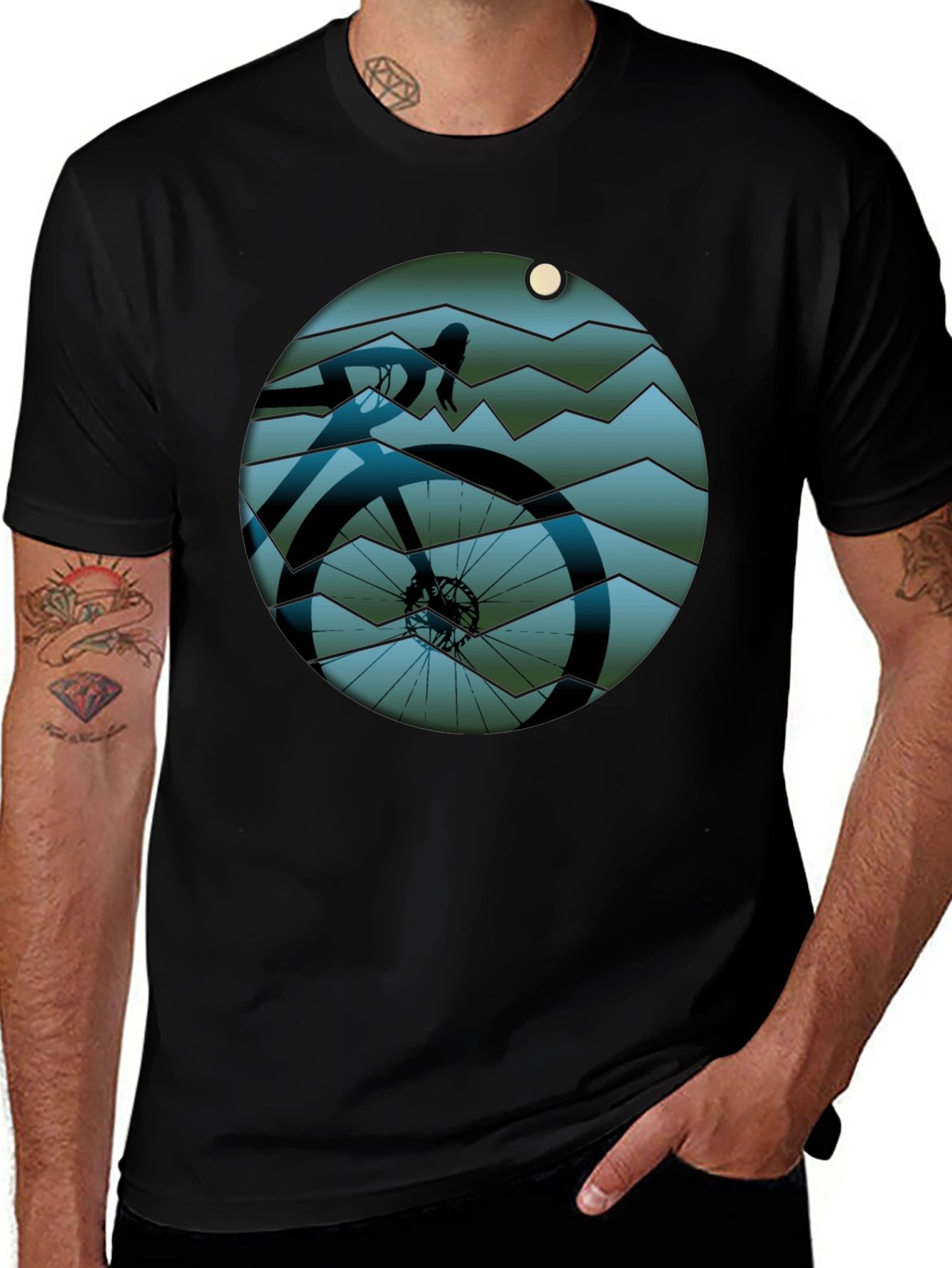 Cycle Scene Graphic Tee - Black