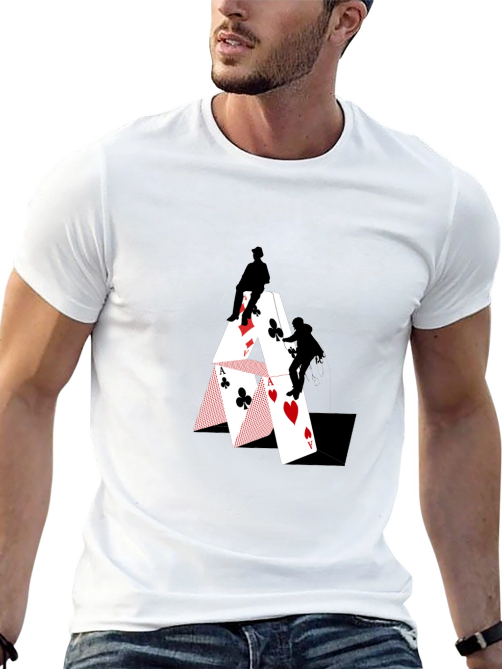 Climbing Card House Graphic T-Shirt