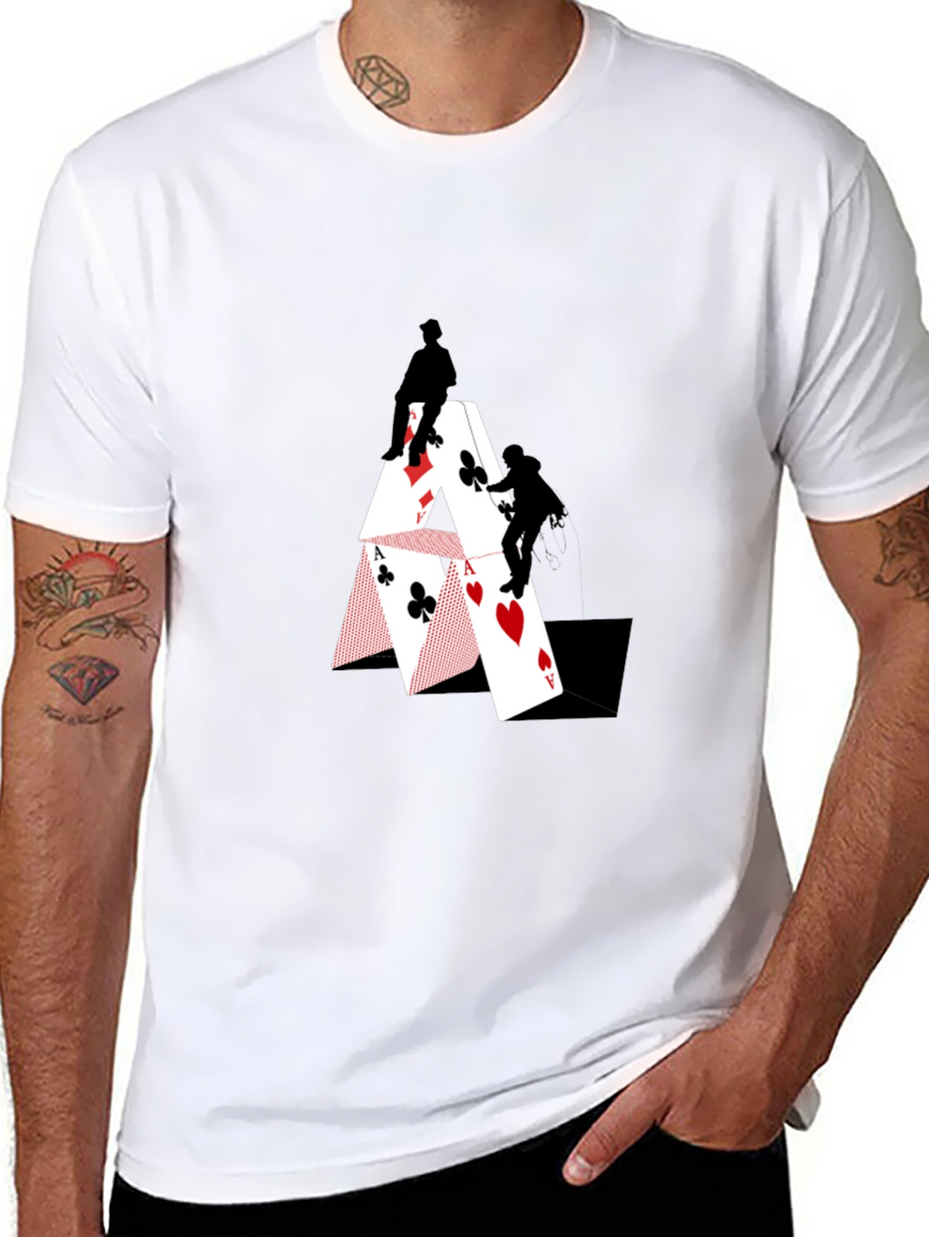 Climbing Card House Graphic T-Shirt