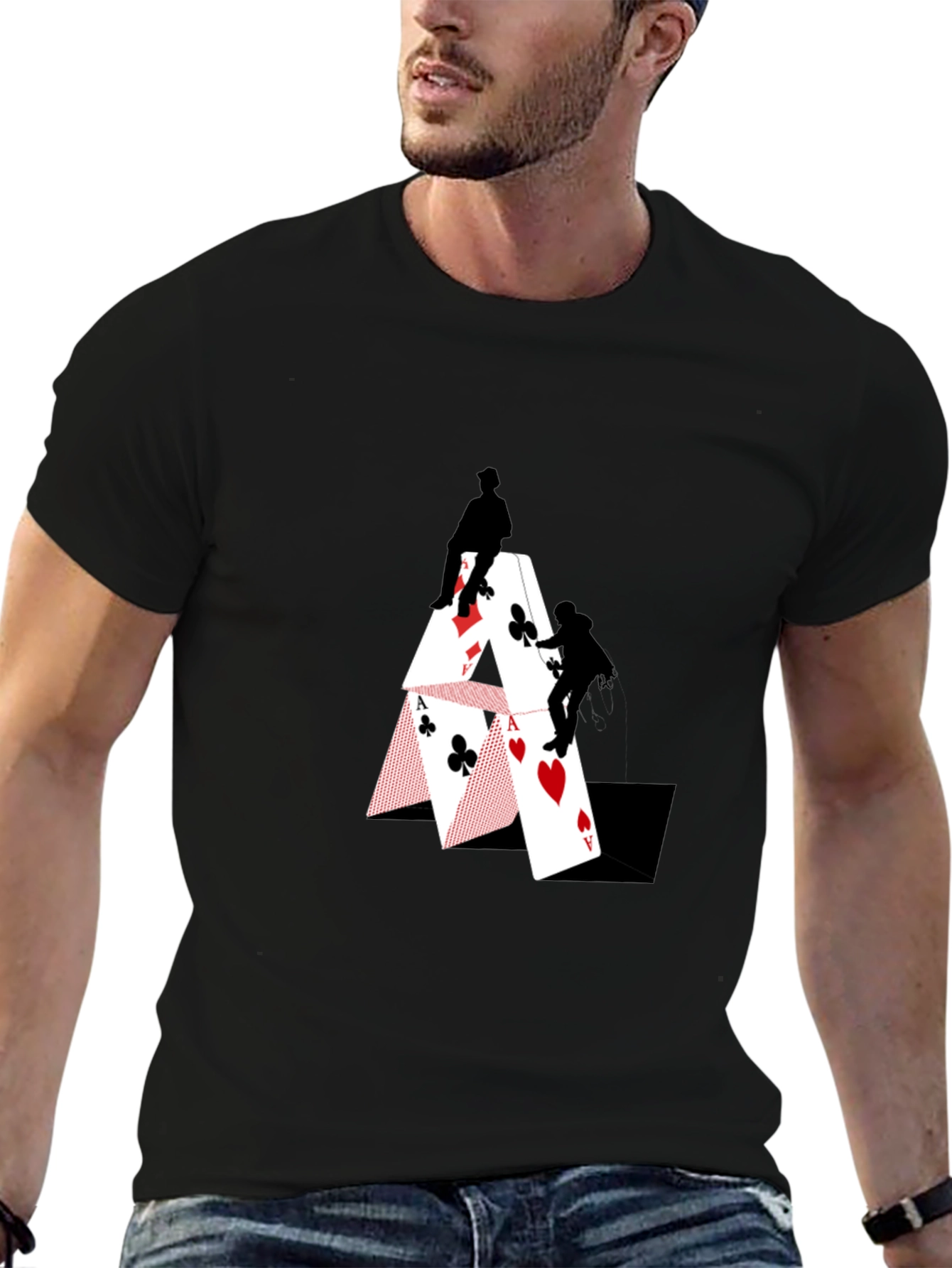 Climbing Card House Graphic T-Shirt