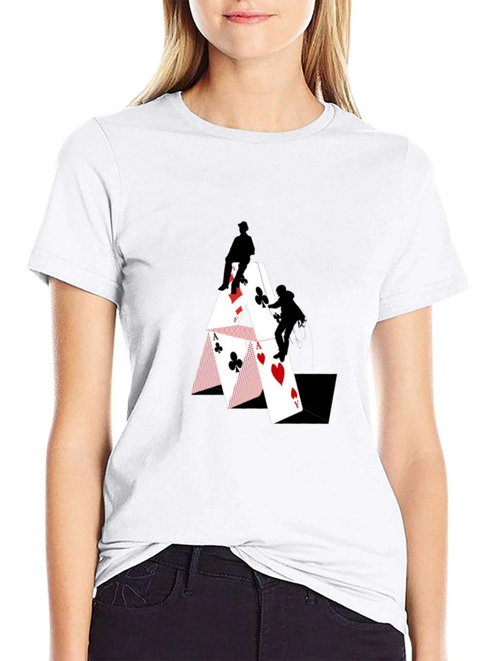 Climbing Card House Graphic T-Shirt