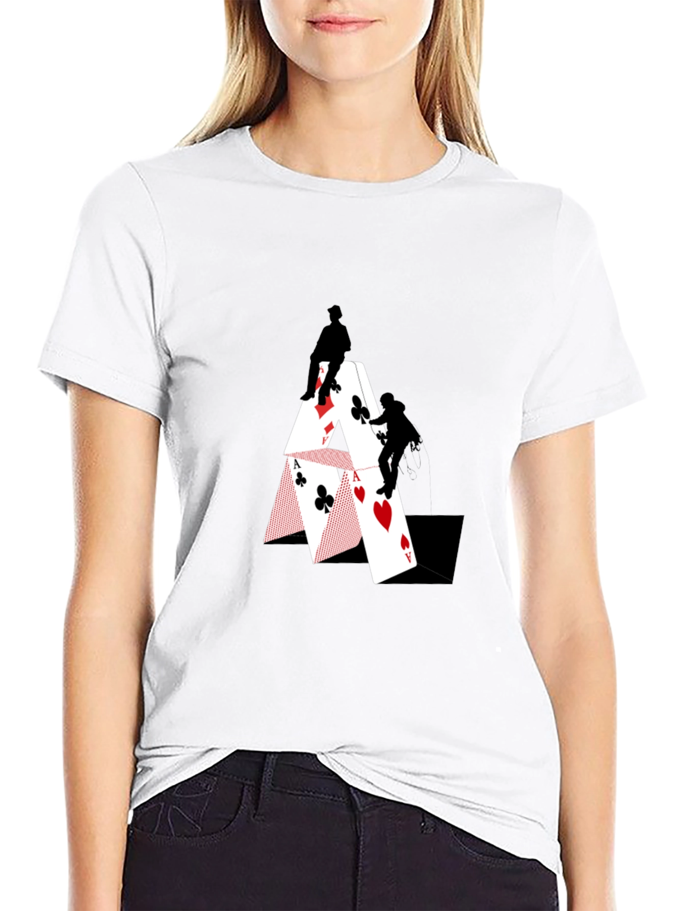 Climbing Card House Graphic T-Shirt