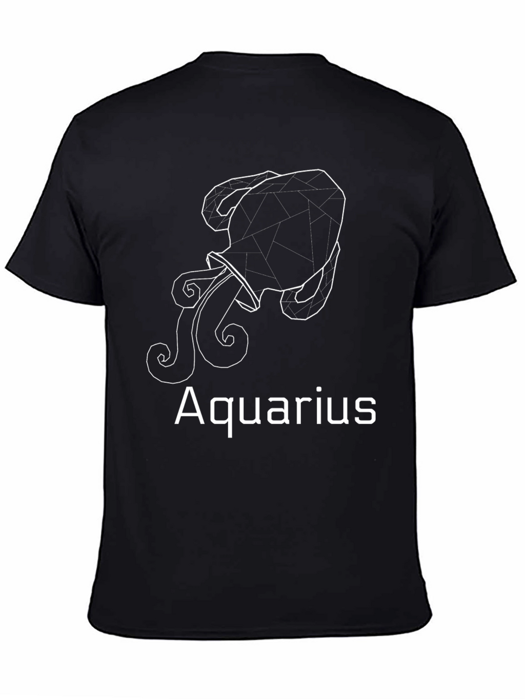 Aquarius Zodiac Black T-Shirt - Geometric Design