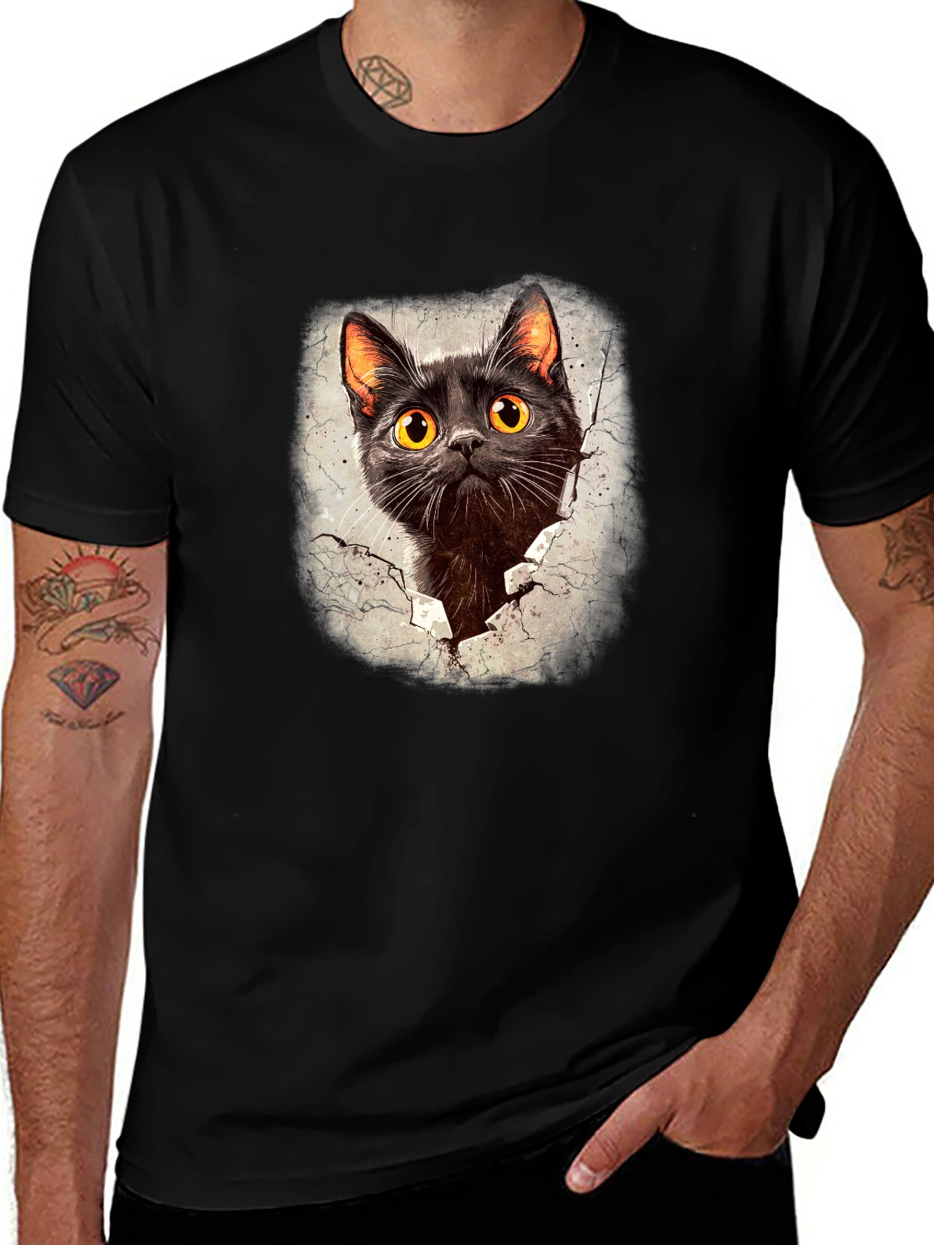 Black Cat Crack T-Shirt - Mens Graphic Tee
