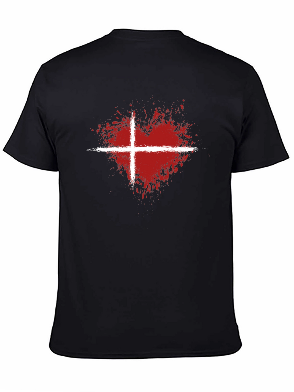 Abstract Heart Denmark Flag Graphic T-Shirt