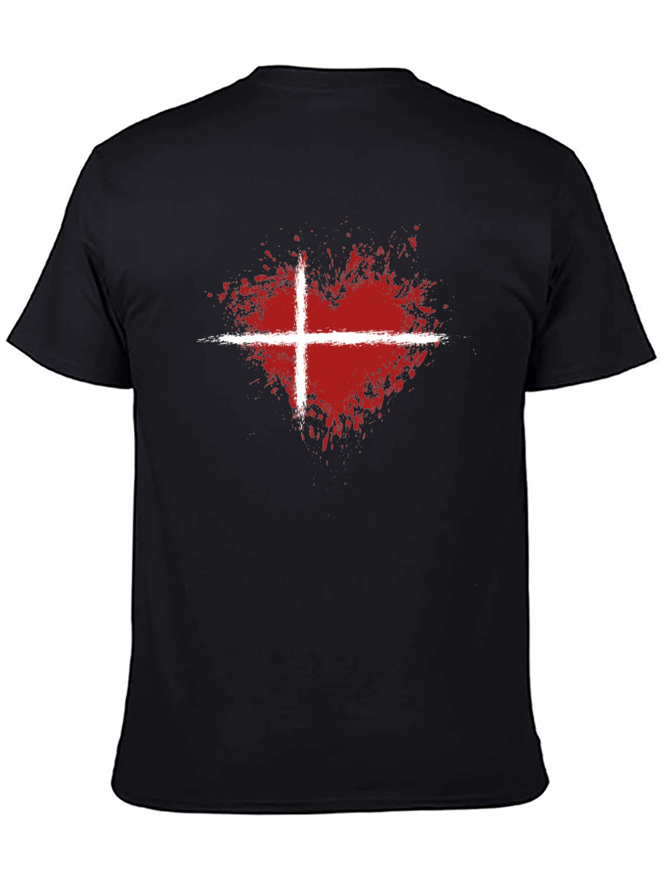 Abstract Heart Denmark Flag Graphic T-Shirt