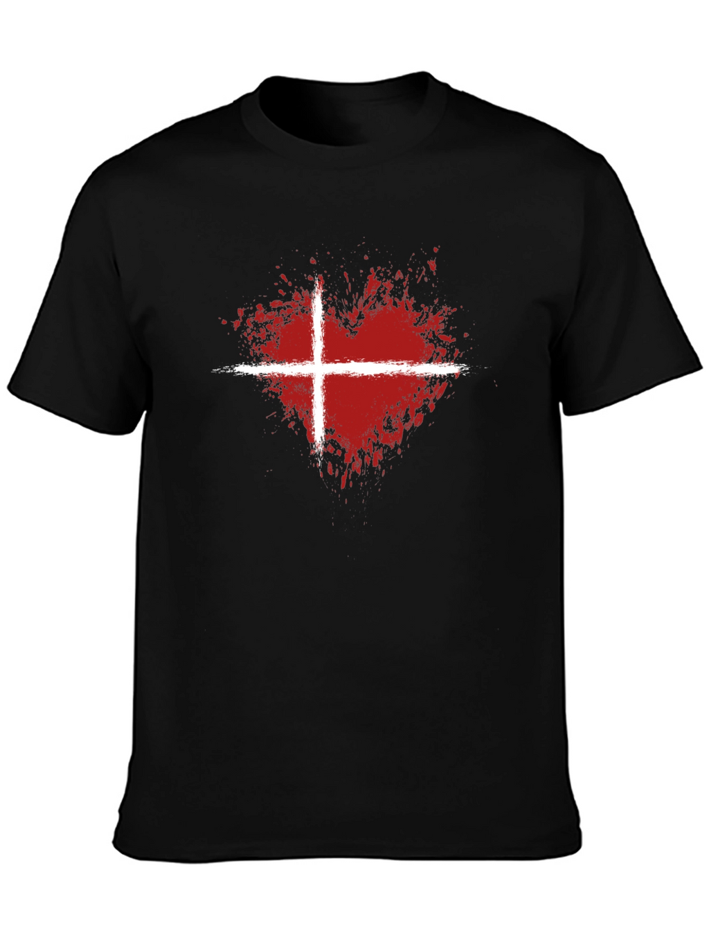 Abstract Heart Denmark Flag Graphic T-Shirt