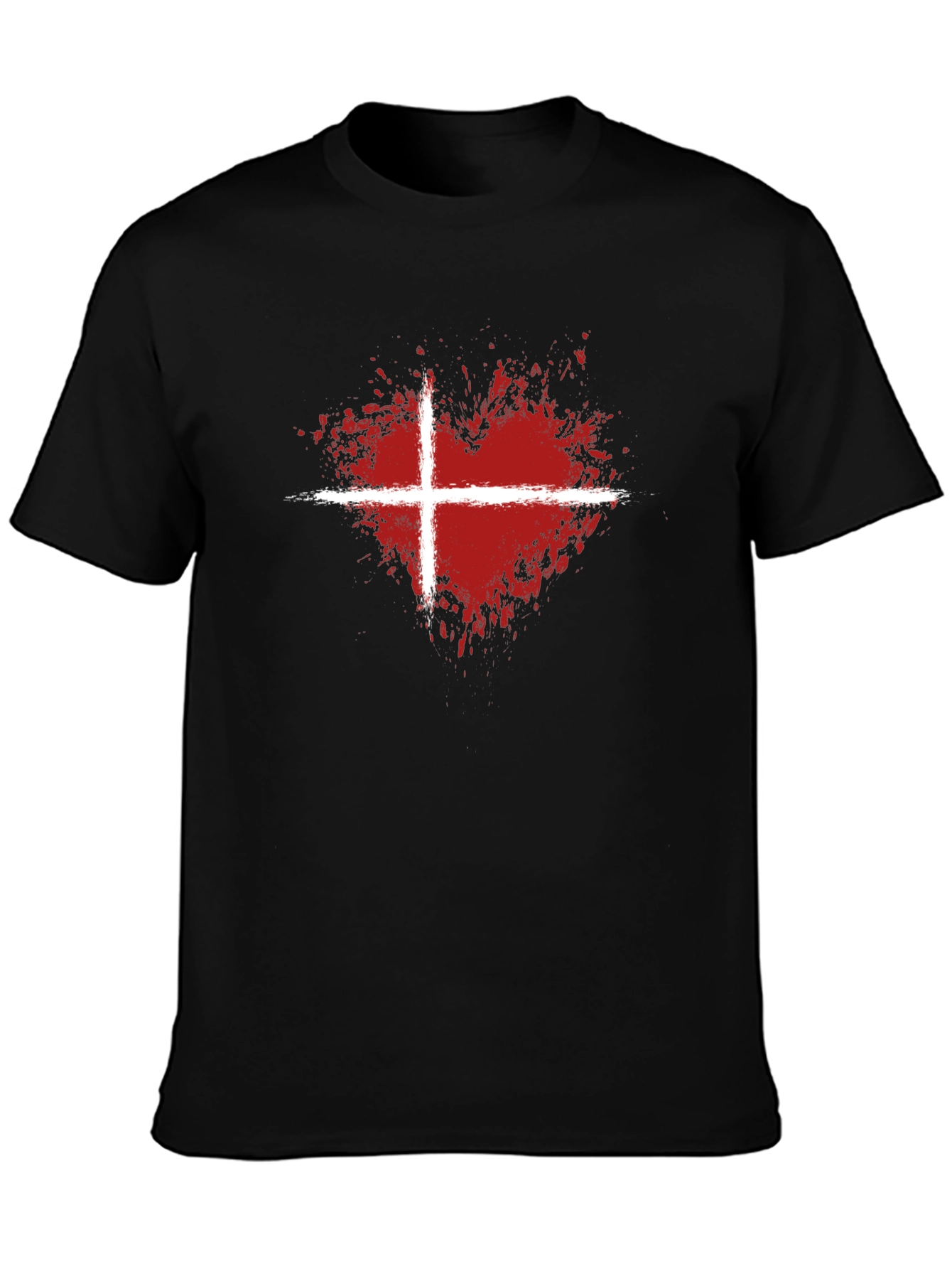 Abstract Heart Denmark Flag Graphic T-Shirt