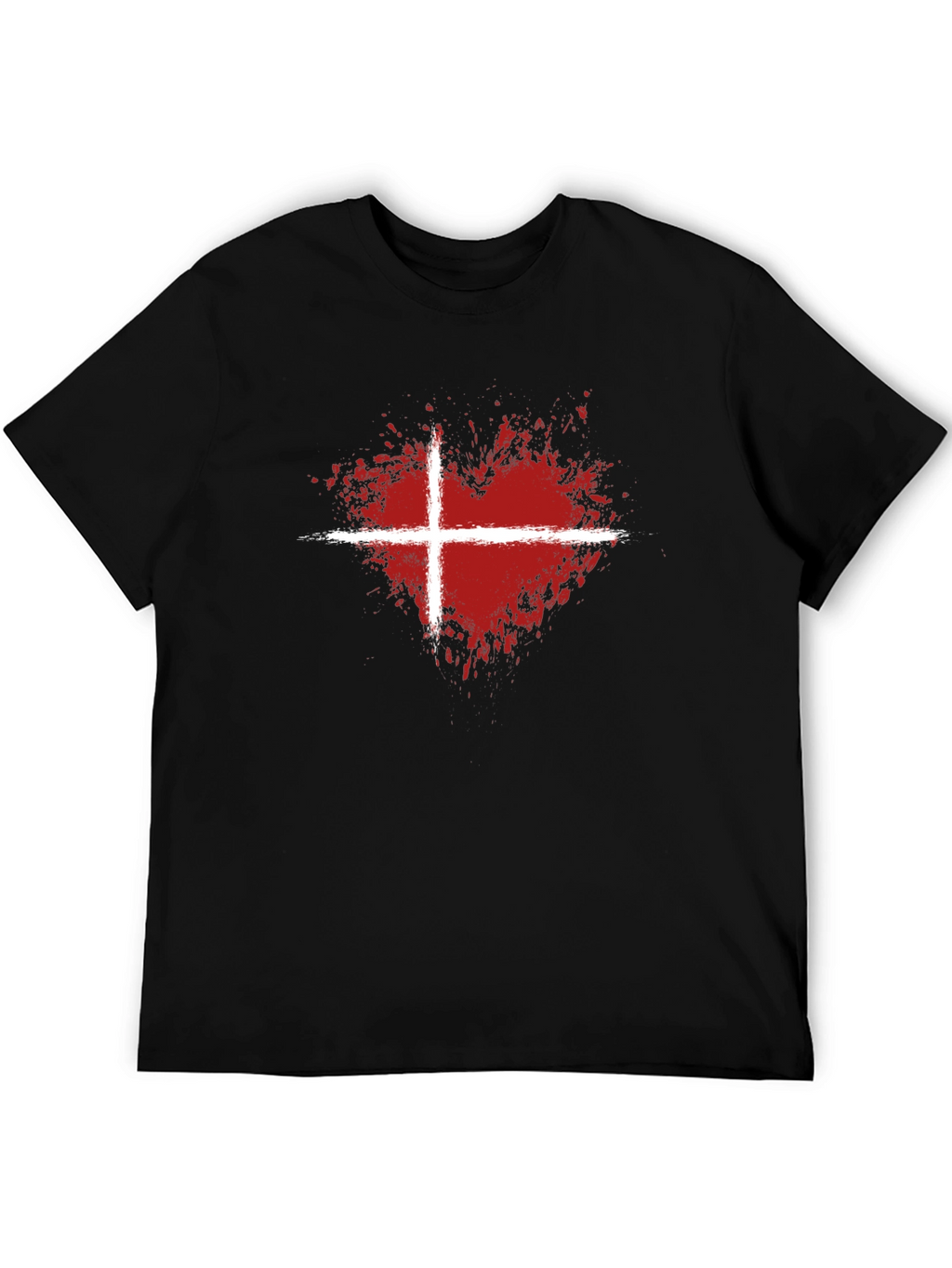 Abstract Heart Denmark Flag Graphic T-Shirt