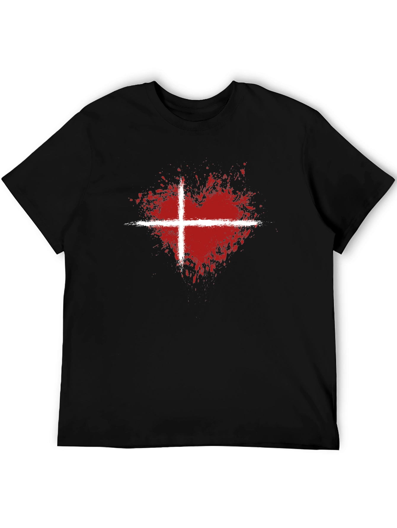 Abstract Heart Denmark Flag Graphic T-Shirt