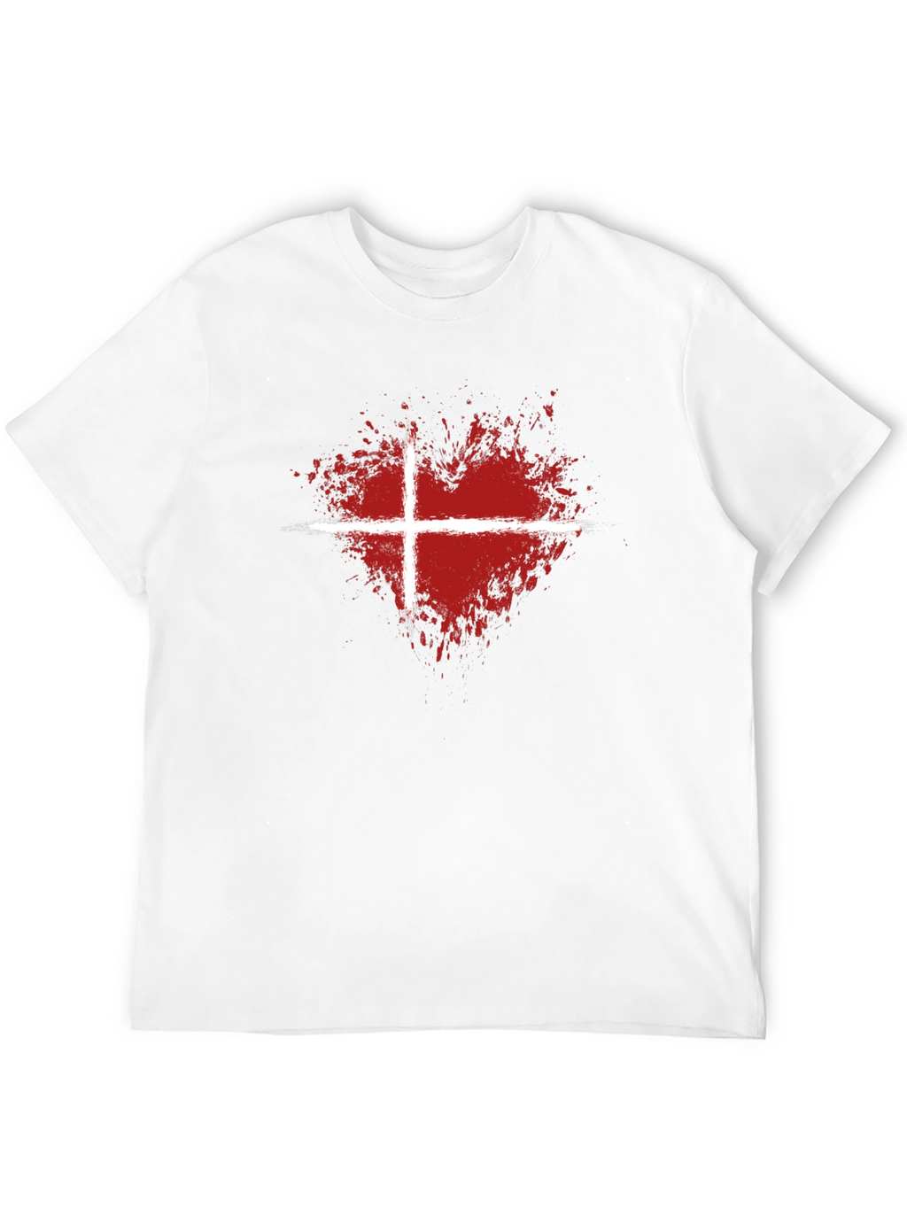 Abstract Heart Denmark Flag Graphic T-Shirt