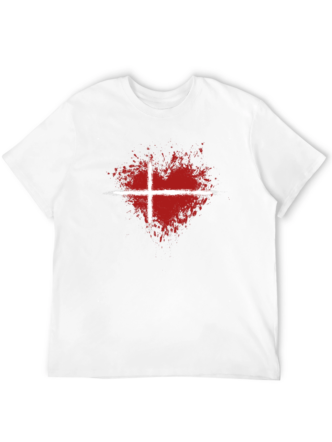 Abstract Heart Denmark Flag Graphic T-Shirt