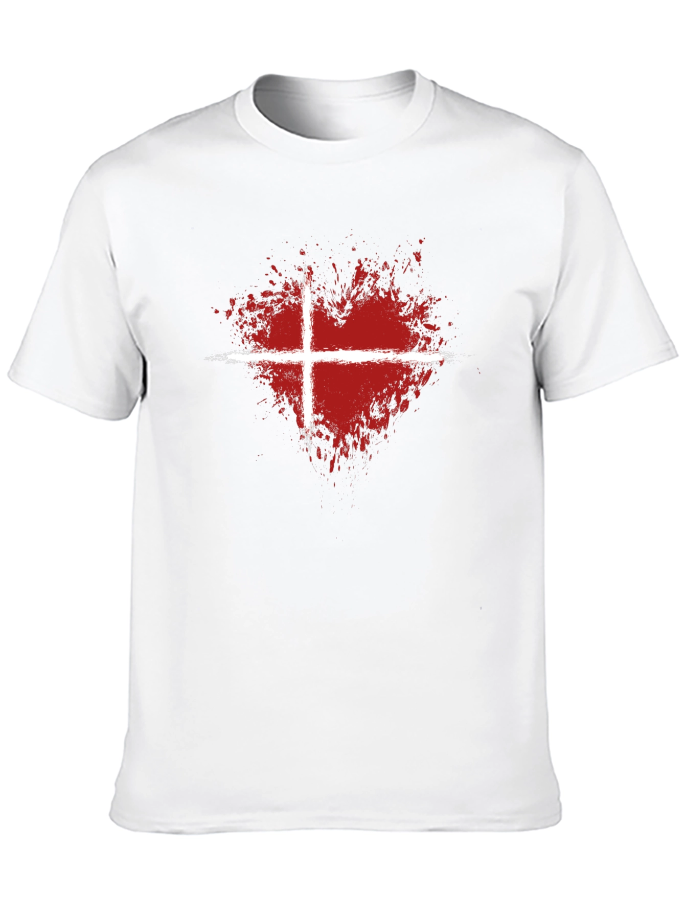 Abstract Heart Denmark Flag Graphic T-Shirt