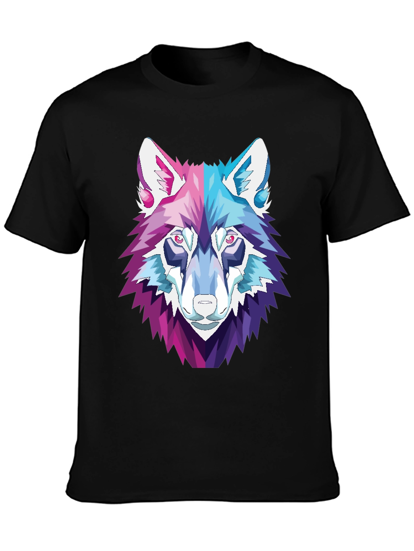 Geometric Wolf Head Graphic T-Shirt