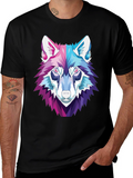 Geometric Wolf Head Graphic T-Shirt