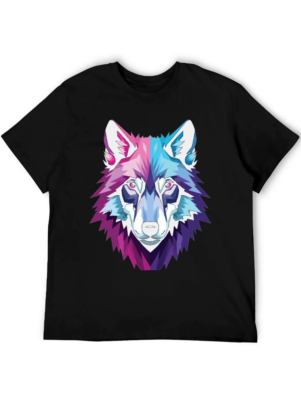 Geometric Wolf Head Graphic T-Shirt