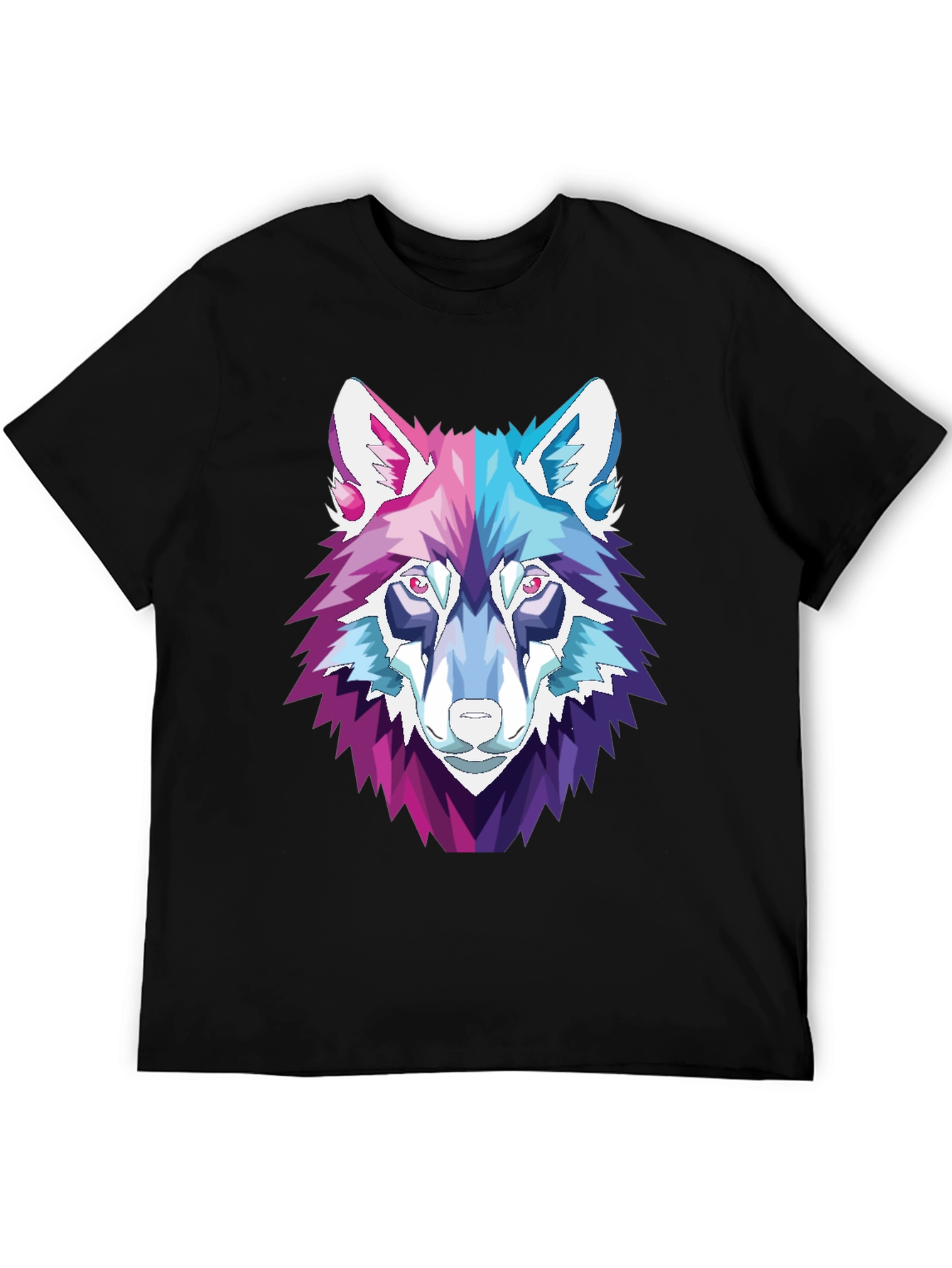 Geometric Wolf Head Graphic T-Shirt